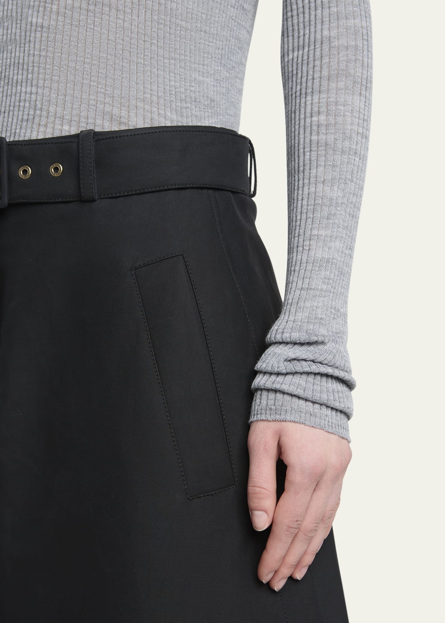 Long-Sleeve Fine Rib Polo Top - 5