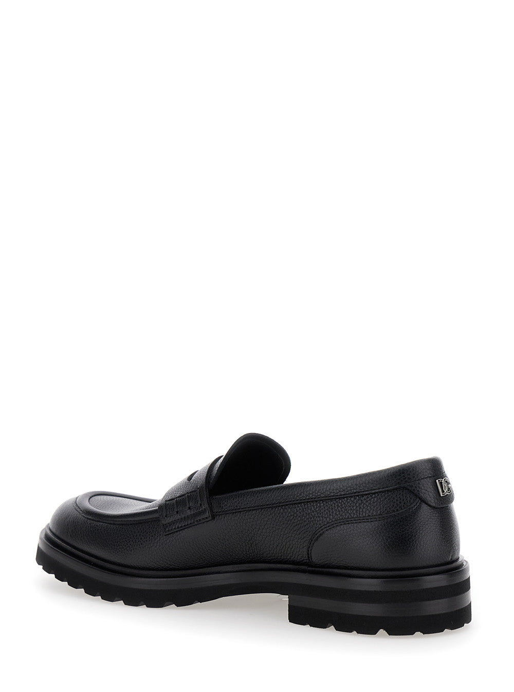 Dolce & Gabbana Men 'Altavilla' Black Loafers With Dg Logo On The Heel In Brushed Leather Man - 3