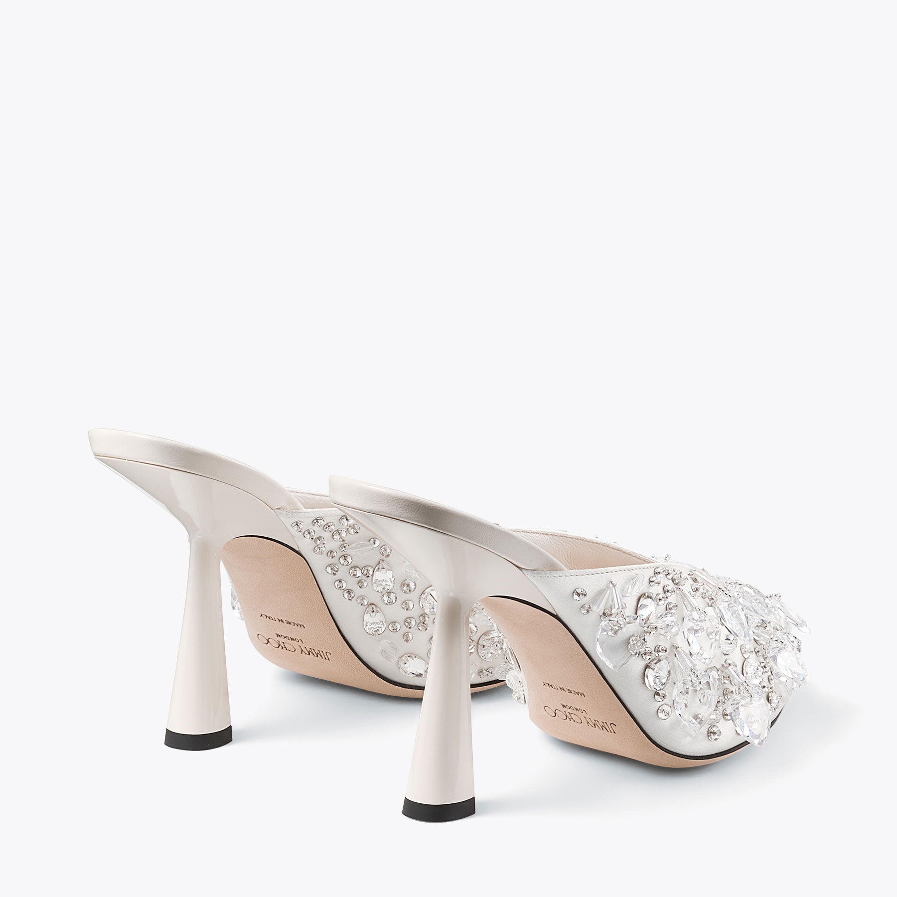 Maryanne Mule 100
Ivory Satin Crystal Mules - 6