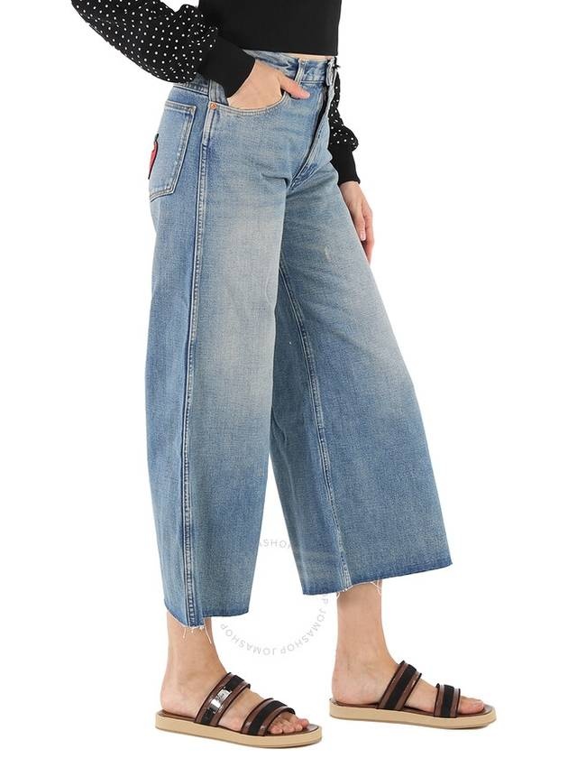 Gucci Ladies Blue Denim Pants With Patches, Waist Size 23" - 2