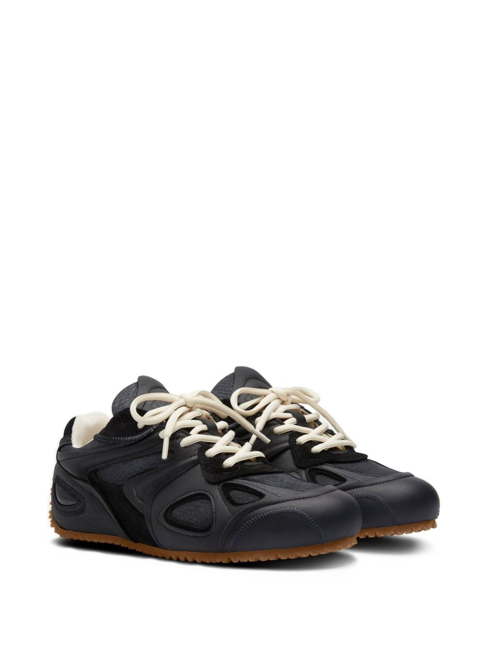 leather panelled lace-up sneakers - 2