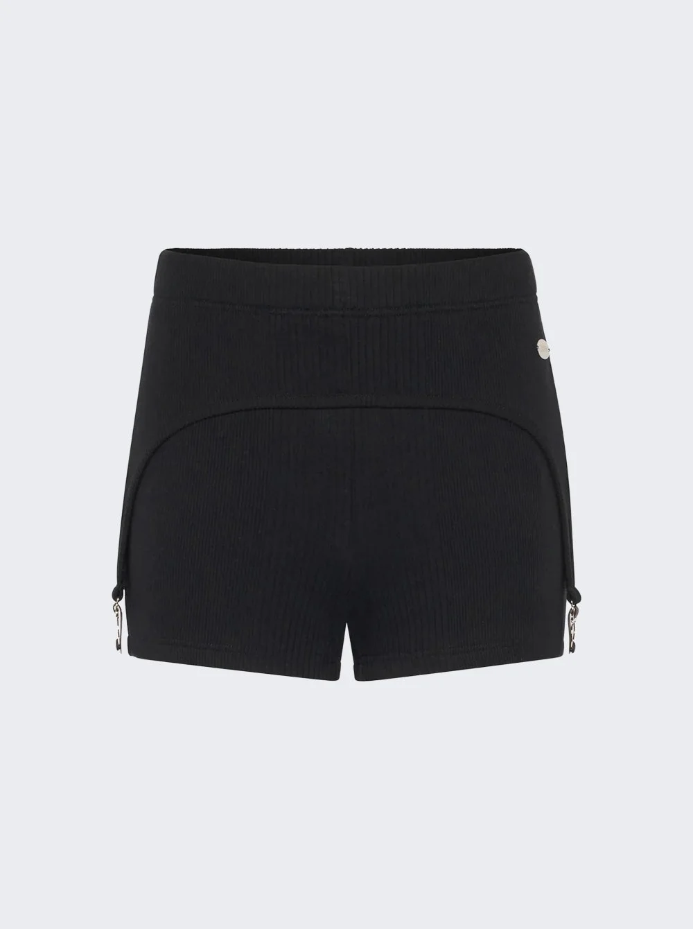 Ribbed Mini Short With Lingerie Garter Black - 1
