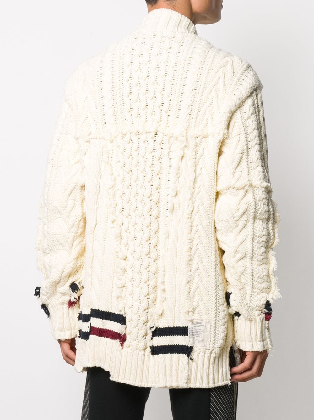 distressed cable-knit cardigan - 4