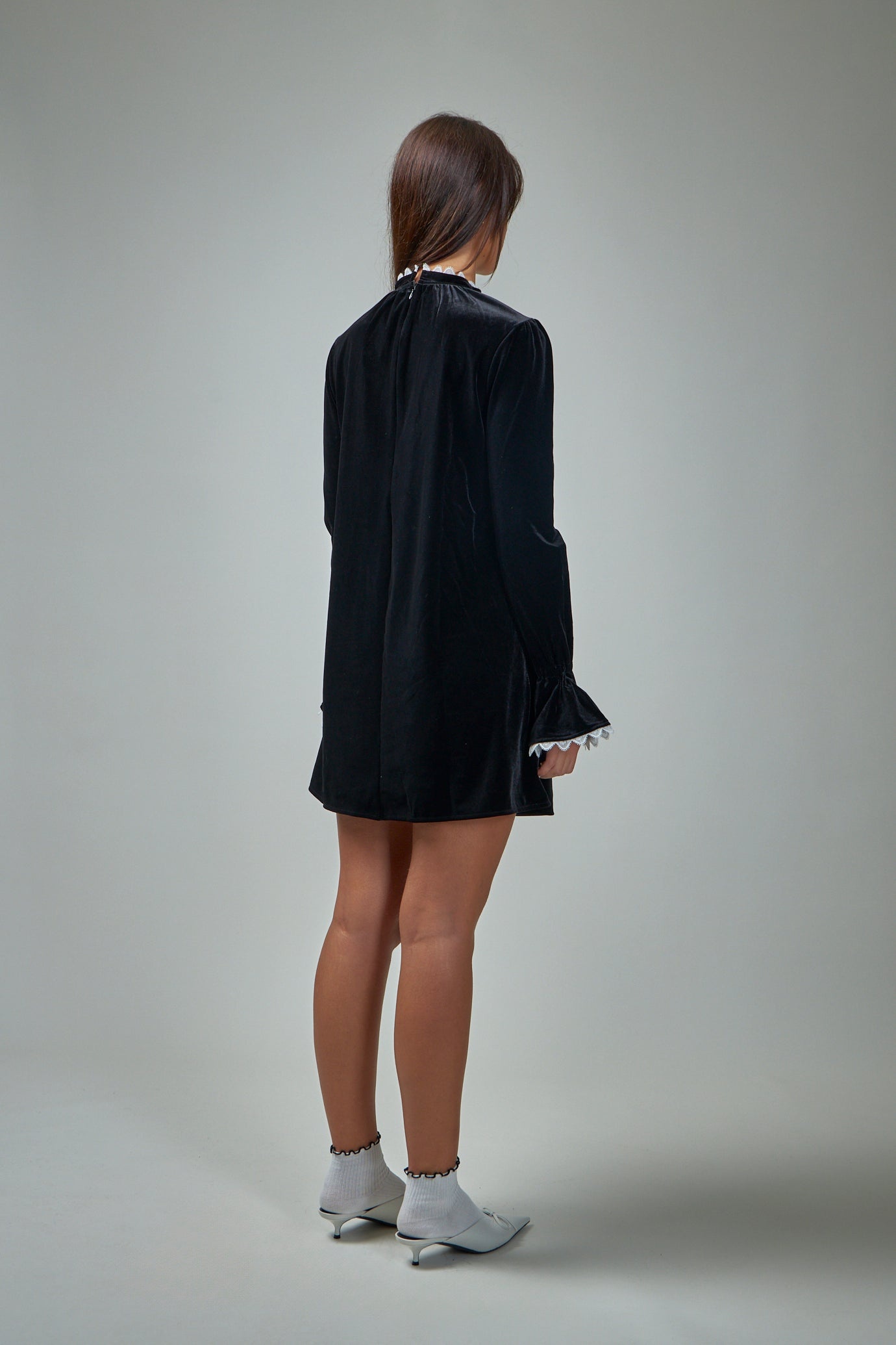 GANNI Velvet Jersey A-Line Mini Dress | labelsfashion