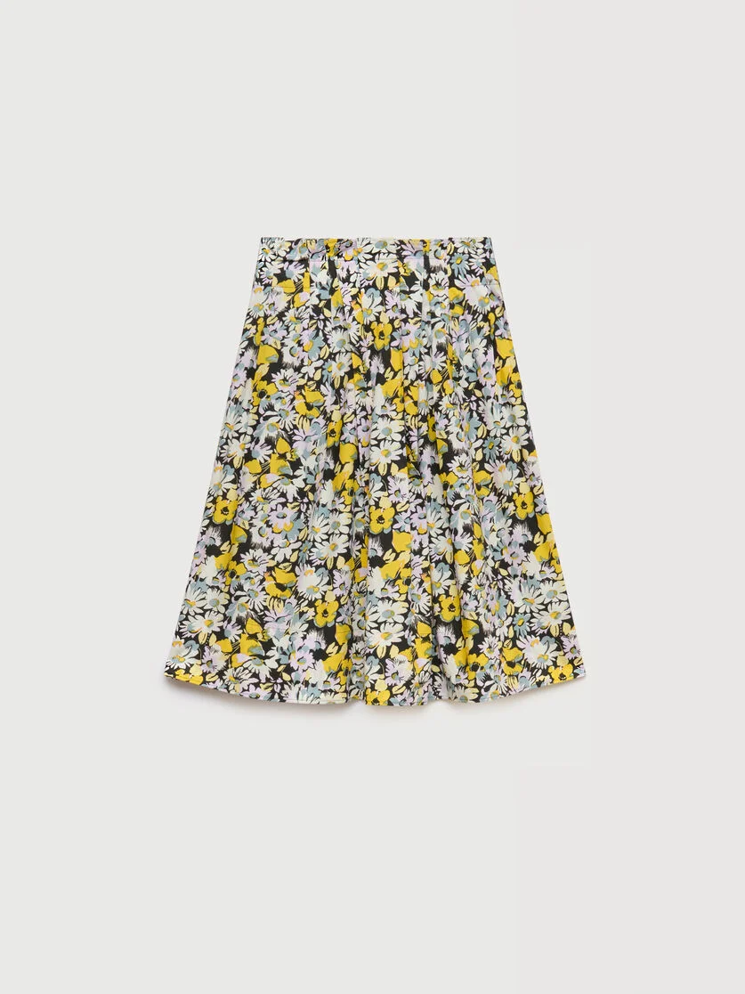 BLACK POPLIN SKIRT WITH POP FLOWERS PRINT - 1