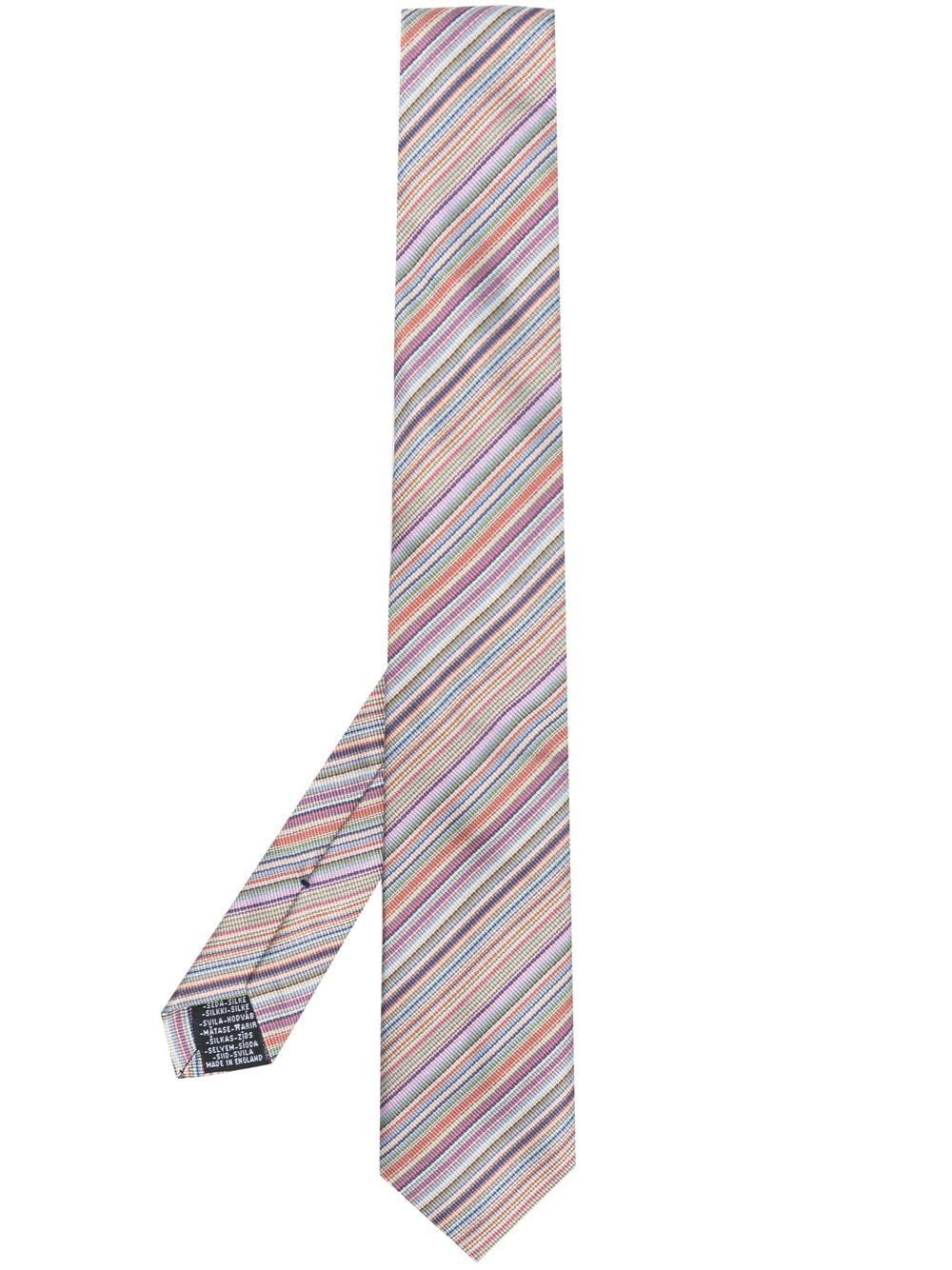 vertical-stripe silk tie - 1