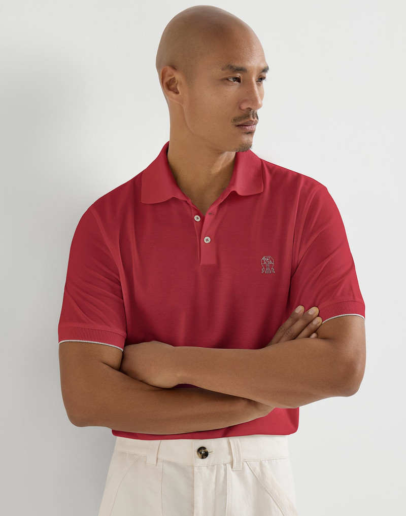 Cotton piqué polo shirt with logo 5