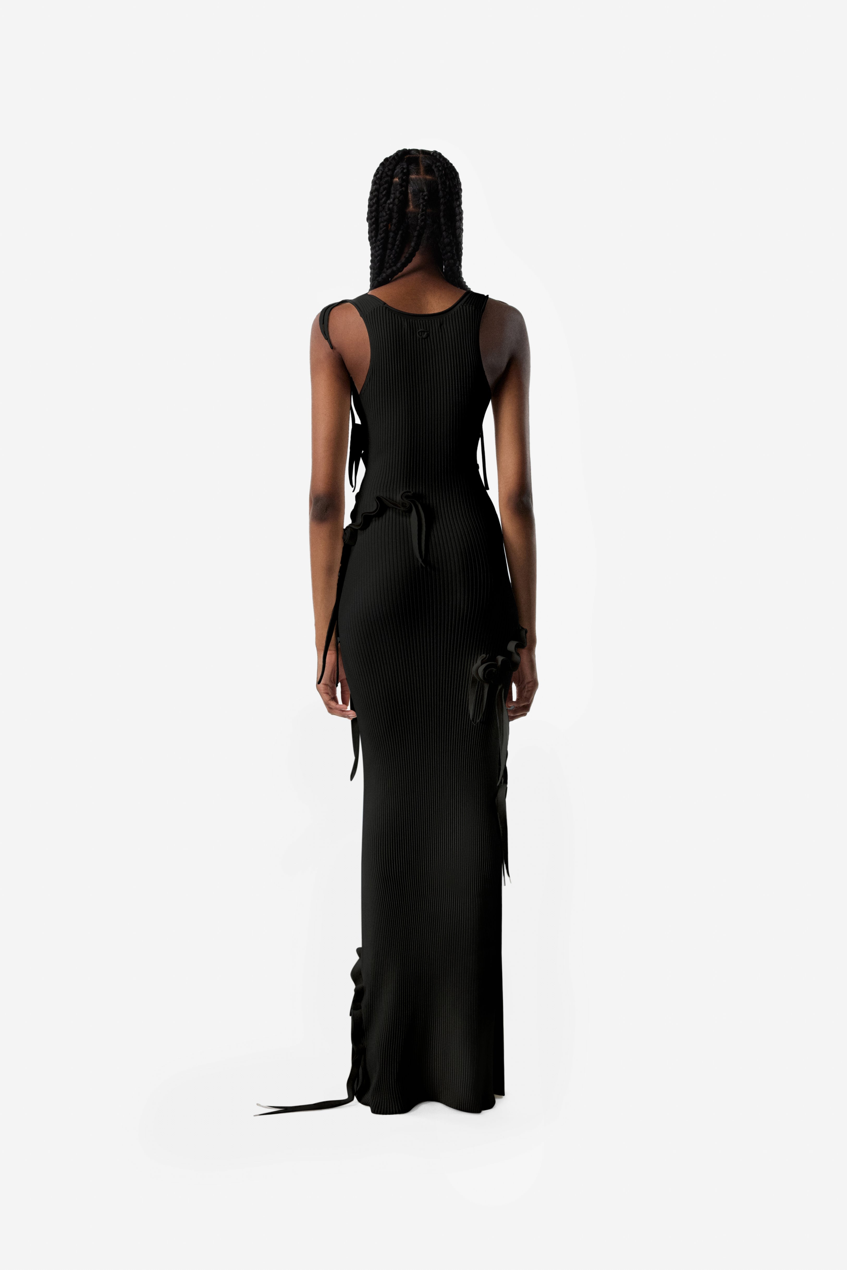 Knitted Ribbon Long Tank Dress - 4