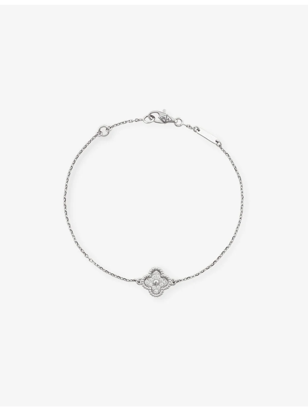 Sweet Alhambra 1-Motif Rhodium Plated 18ct White-Gold And 0.08ct Diamond Bracelet - 1