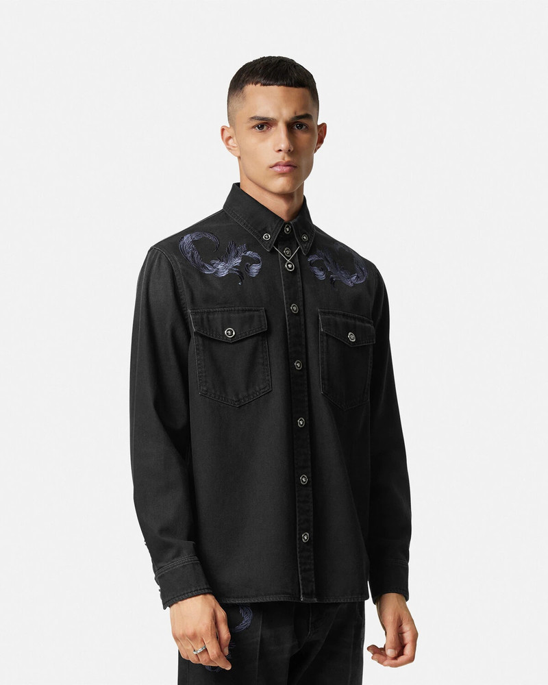 Embroidered Barocco Denim Overshirt 4