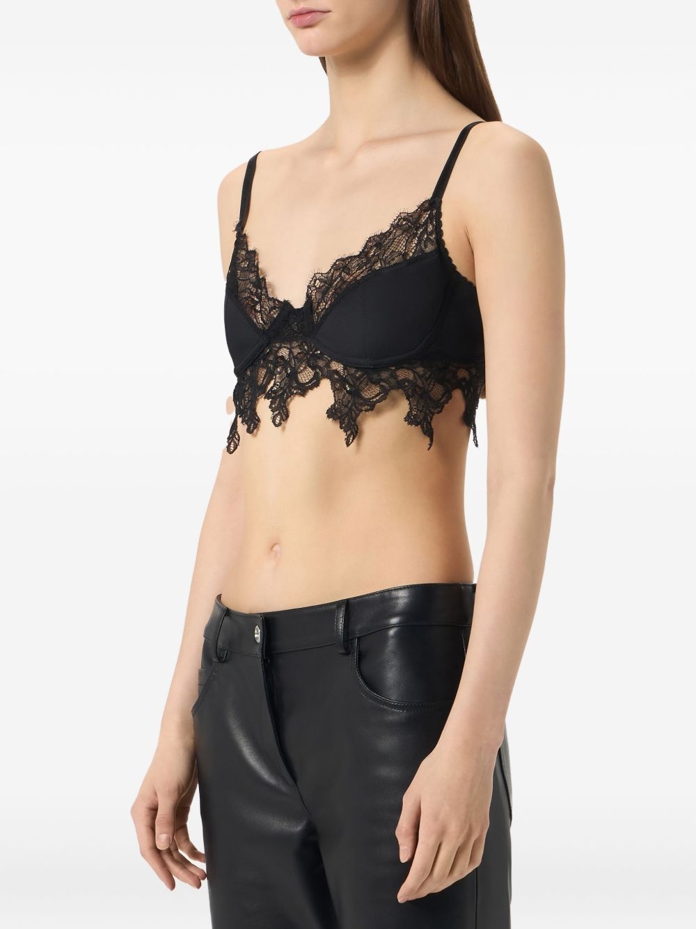 lace-trimmed bra top - 4