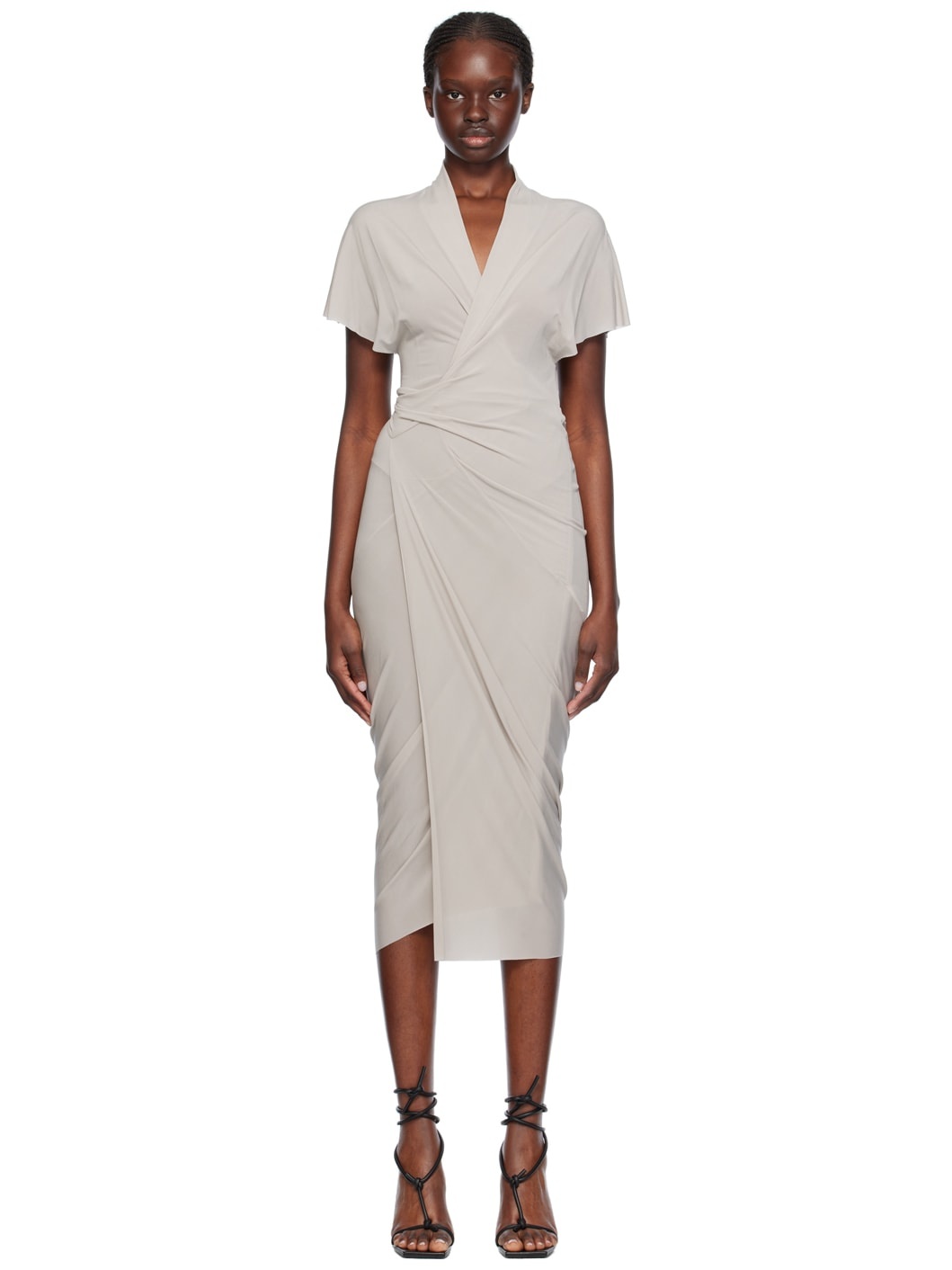 Rick Owens Off-White Wrap Midi Dress | REVERSIBLE