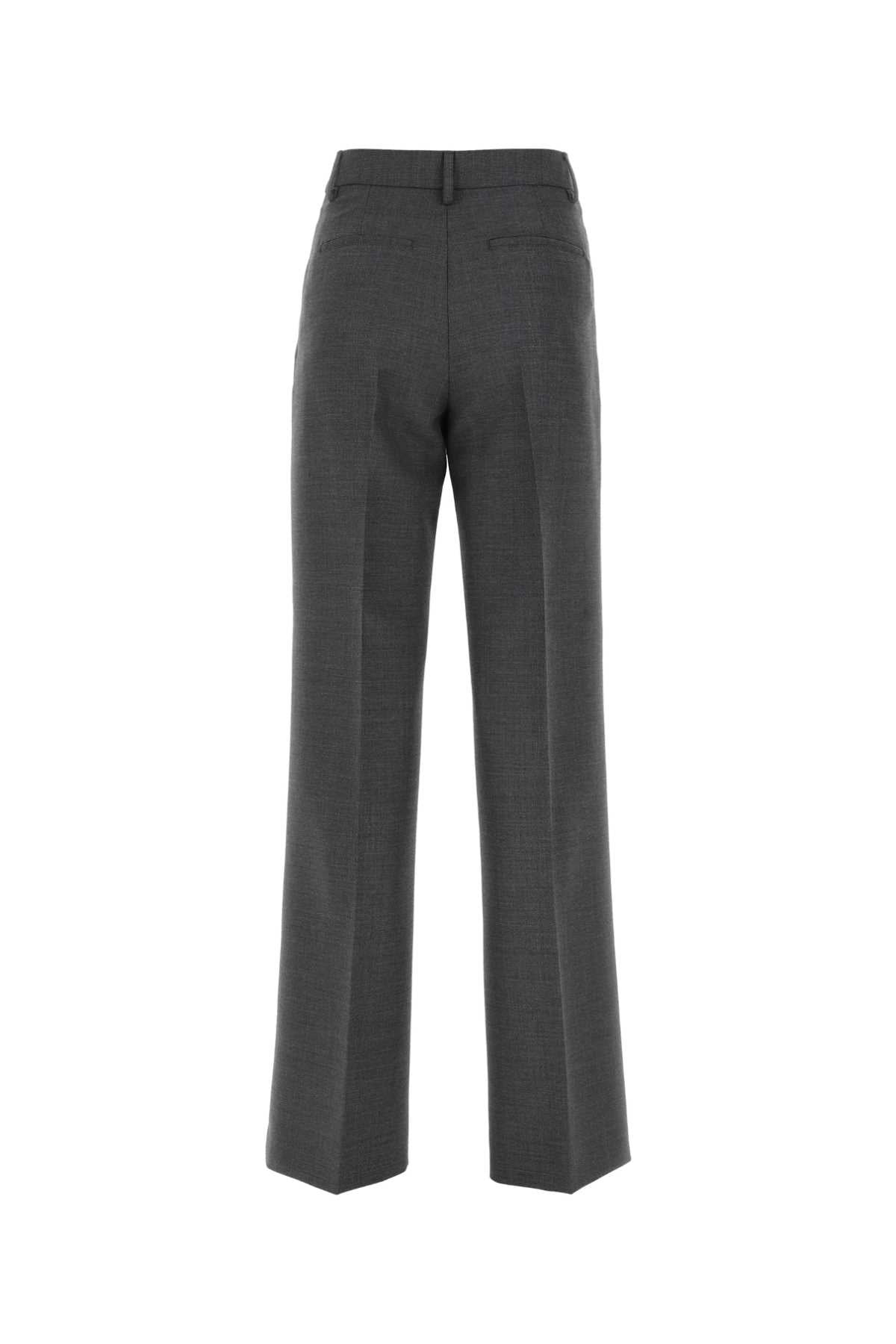 Burberry Women Dark Grey Wool Wide-Leg Pant - 2