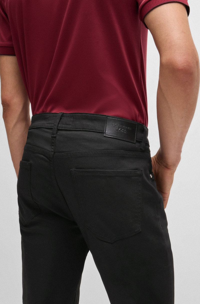 PORSCHE X BOSS TAPERED-FIT JEANS IN BLACK PERFORMANCE DENIM 5