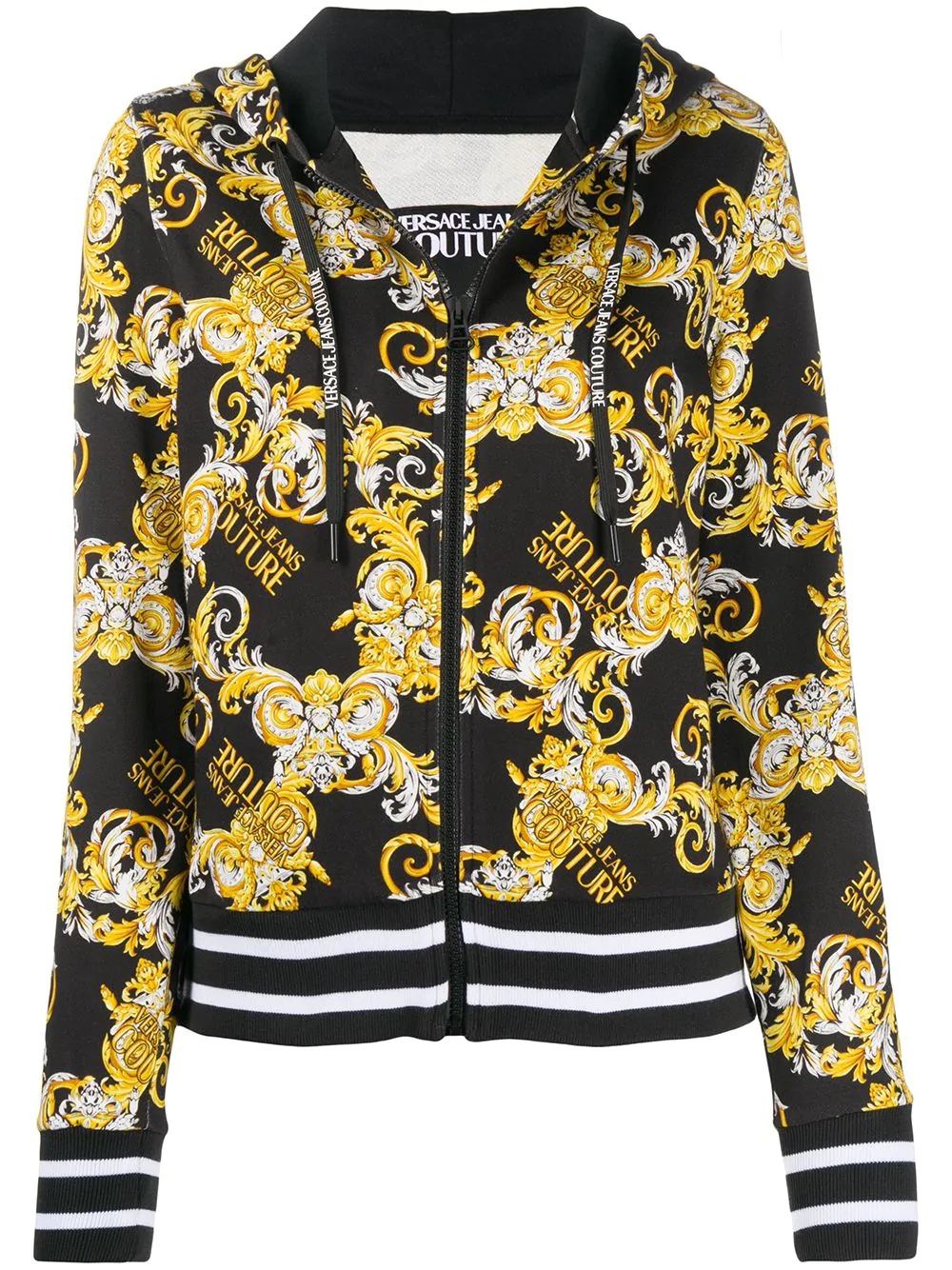 Logo Baroque-print cotton hoodie - 1