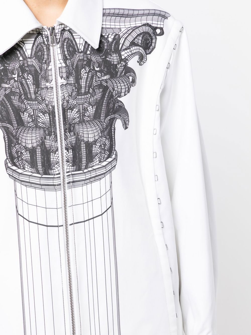 Column-print hook-and-eye shirt jacket - 5
