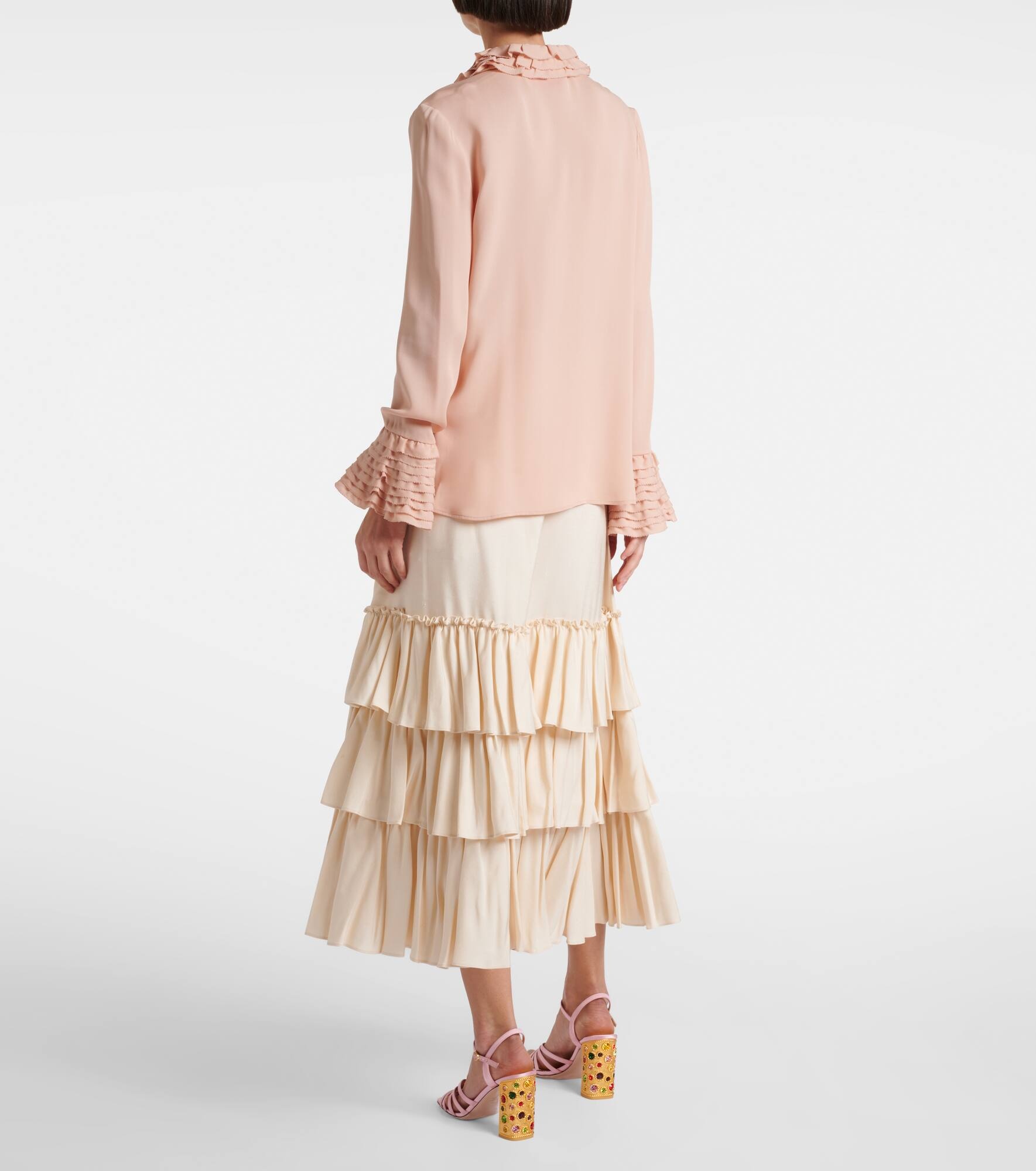Ruffled silk georgette shirt - 3