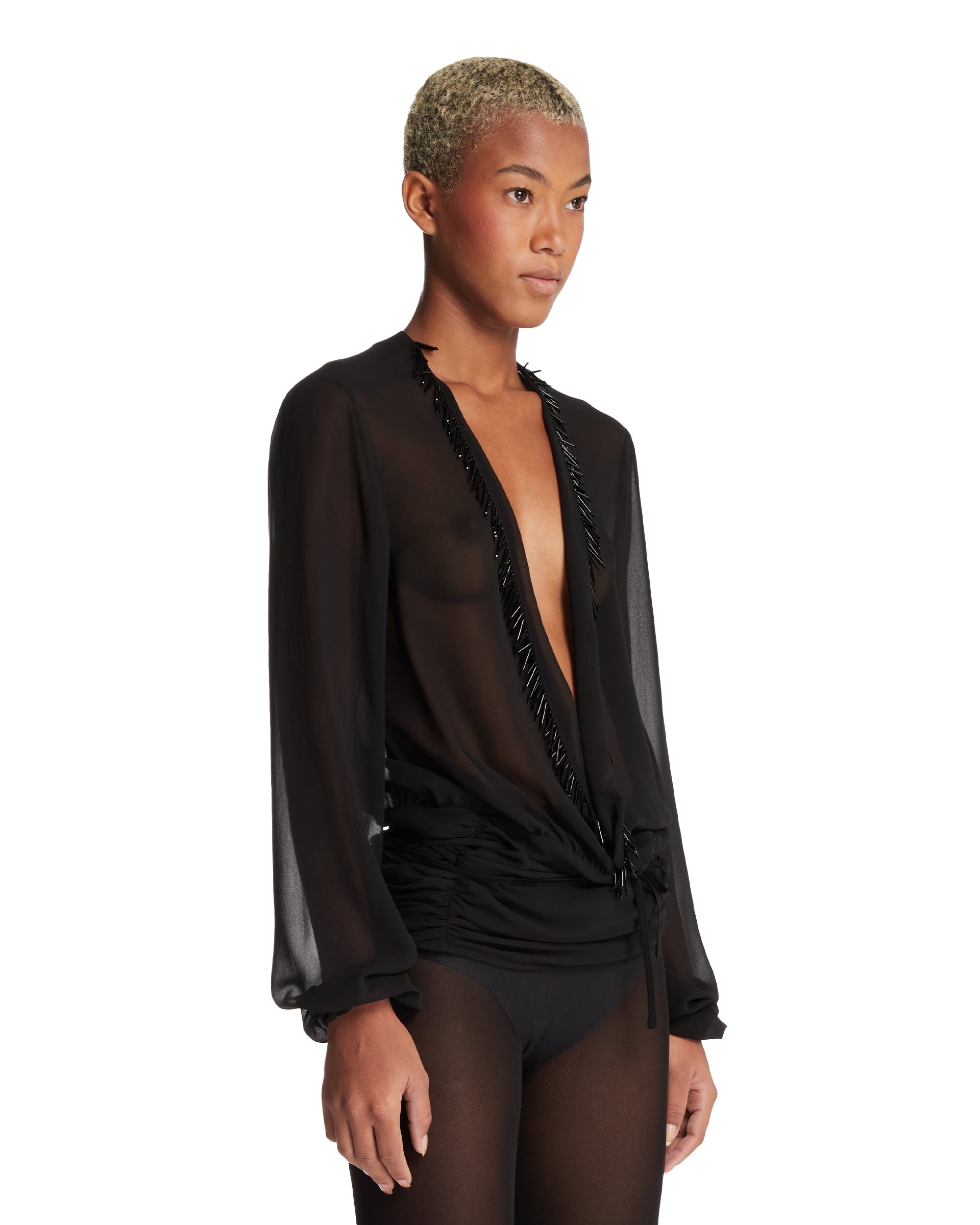 Black Georgette Blouse - 4