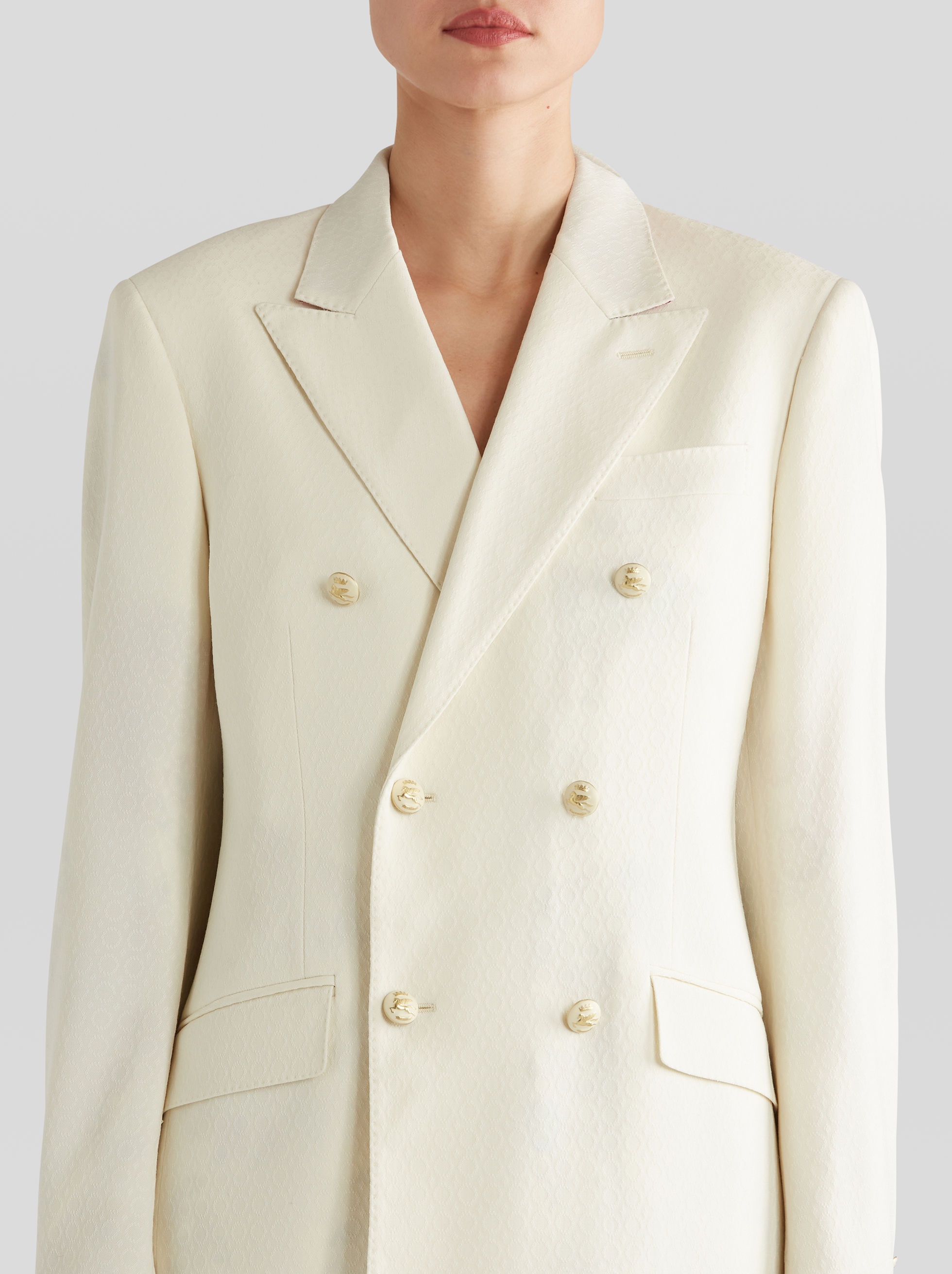 DOUBLE-BREASTED WOOL JACQUARD JACKET - 2