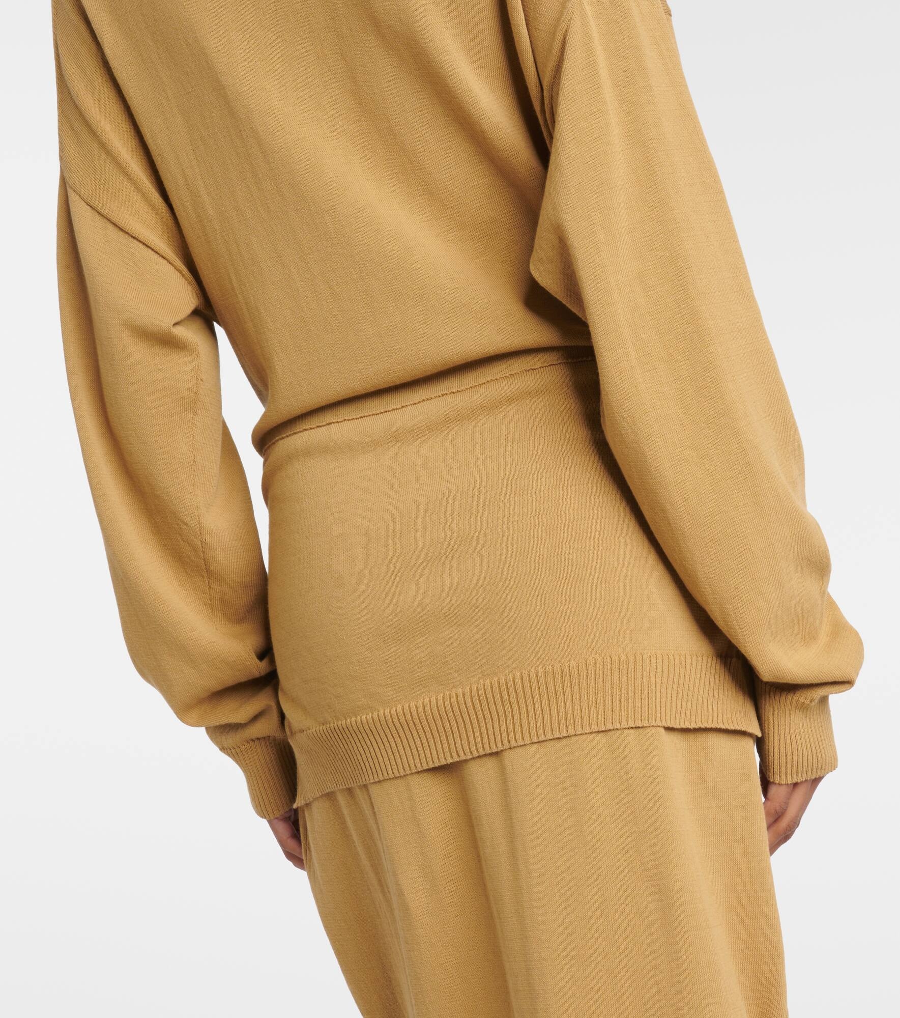 Trompe-l'œil cotton midi dress - 7