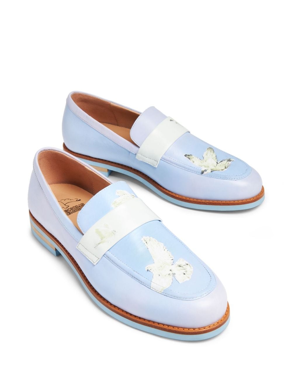 graphic-print leather loafers - 4