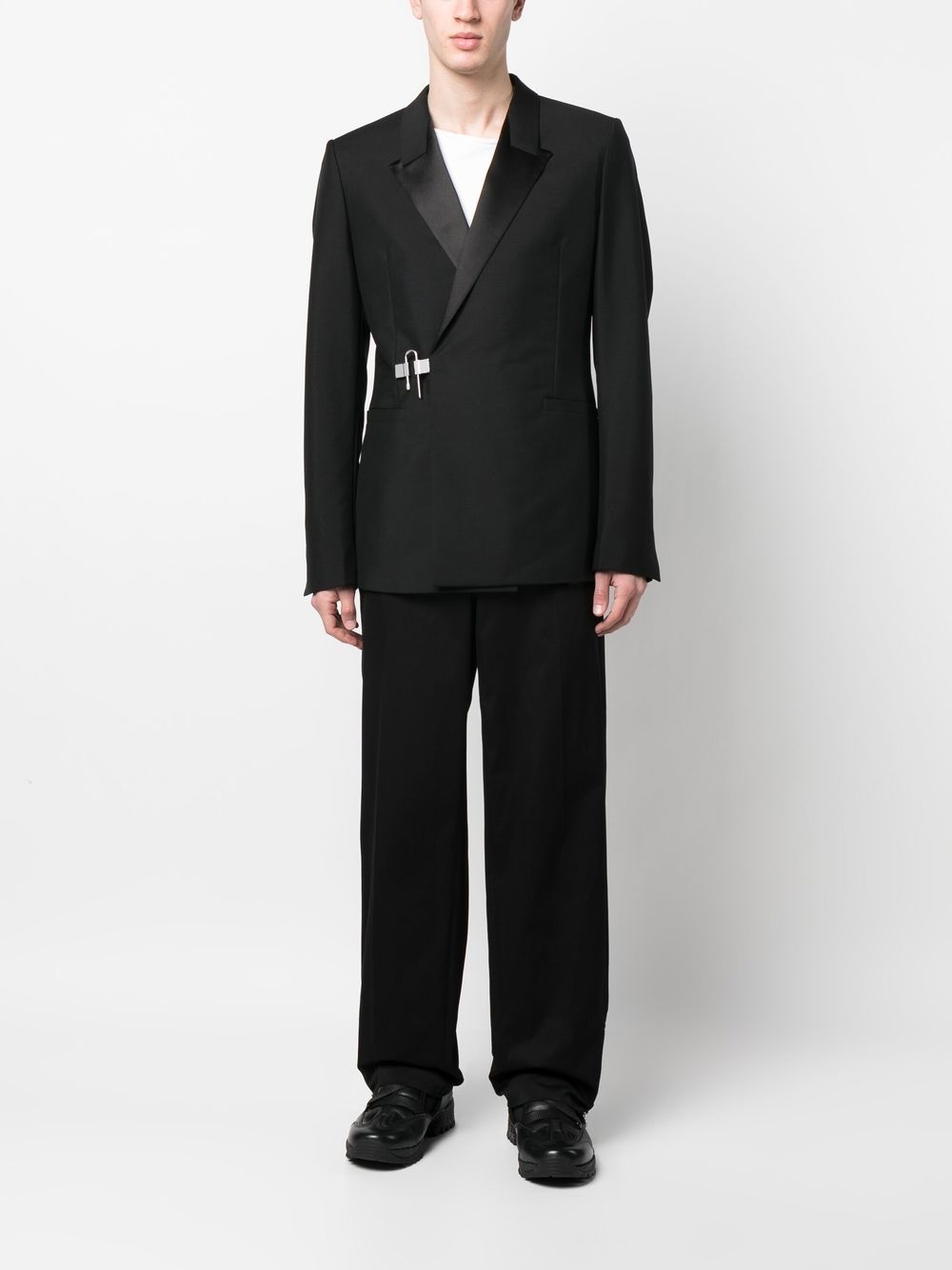 peak-lapels hook-fastening blazer - 2