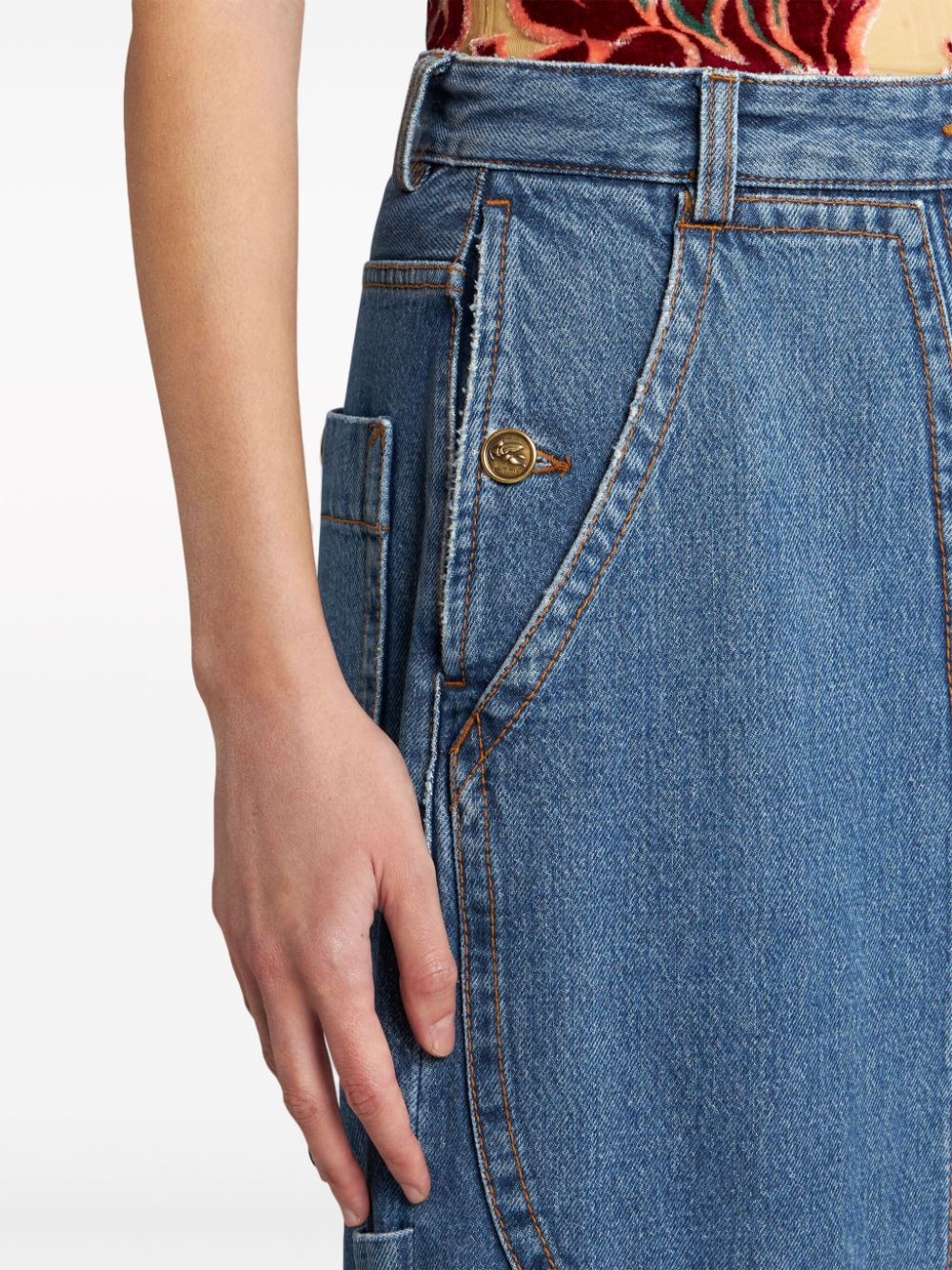 Pegaso-embroidery wide-leg jeans - 5