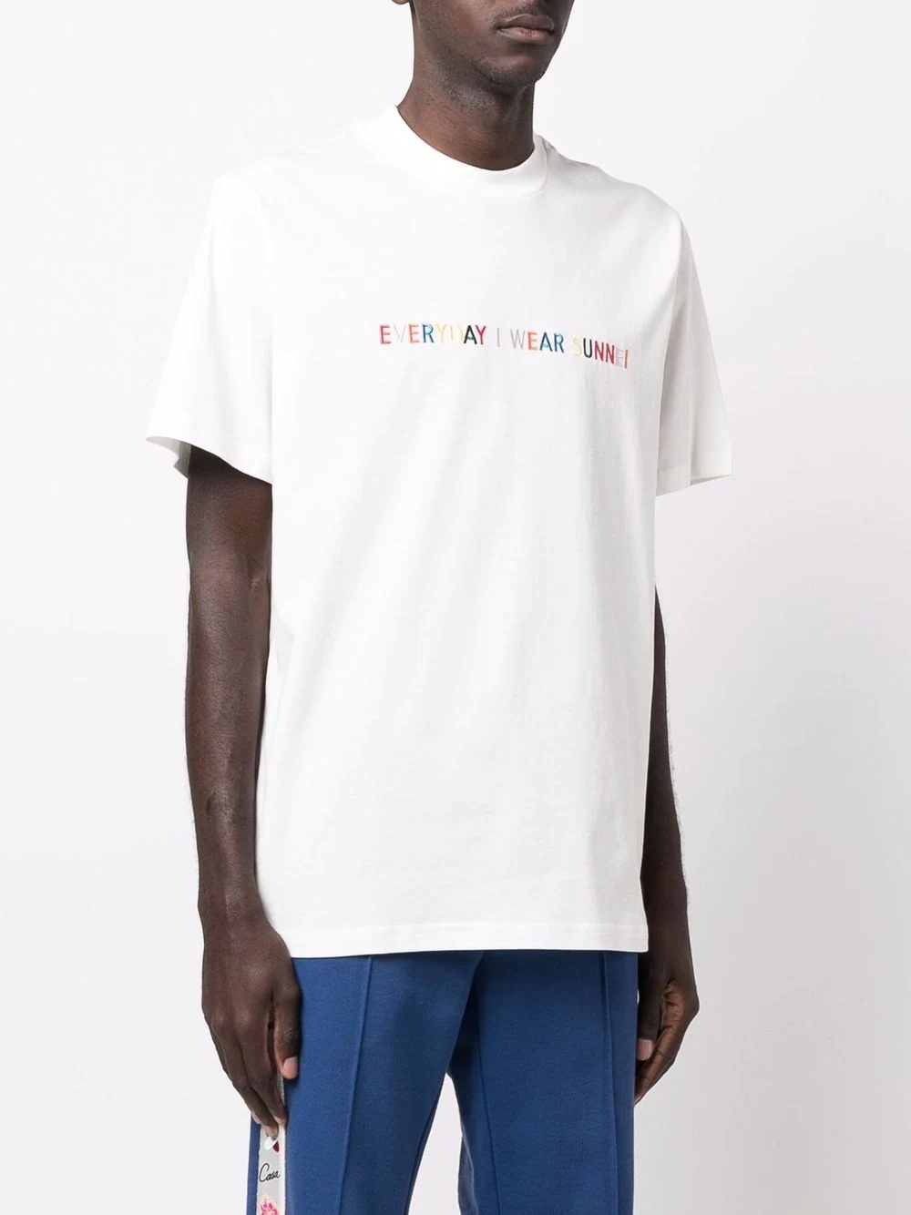 slogan-embroidered cotton T-shirt - 4