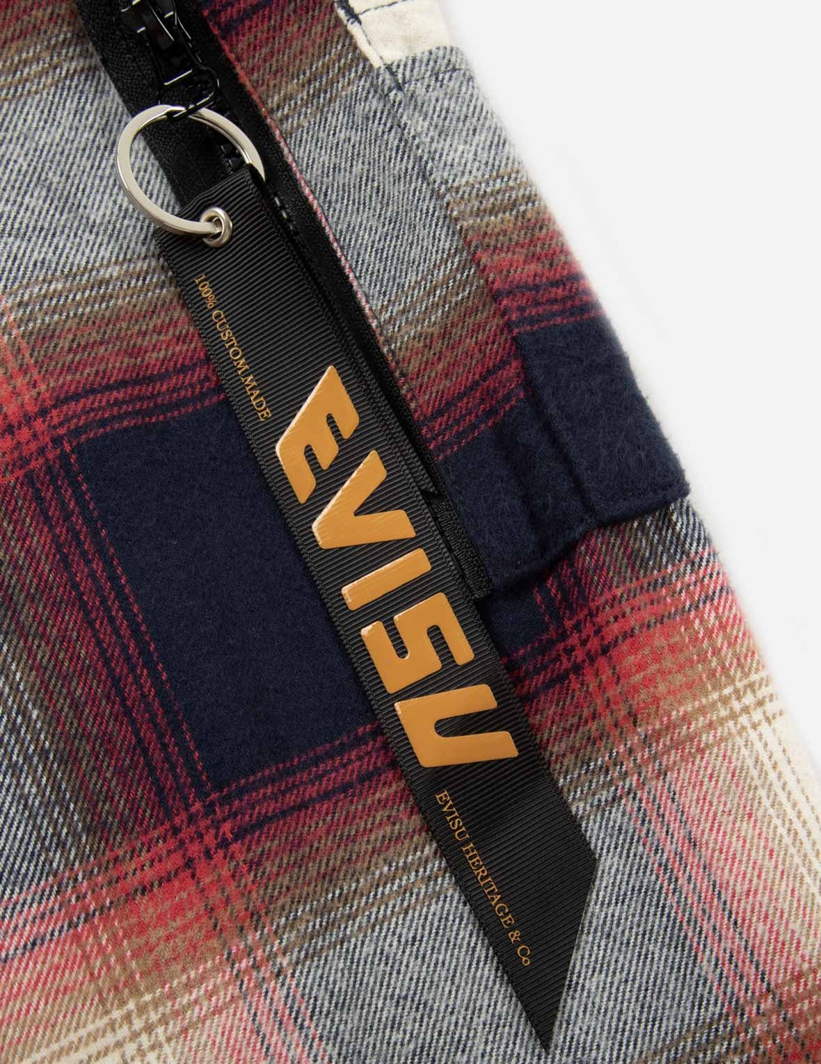 KAMON PRINT CHECKED LOOSE FIT SHIRT JACKET - 9