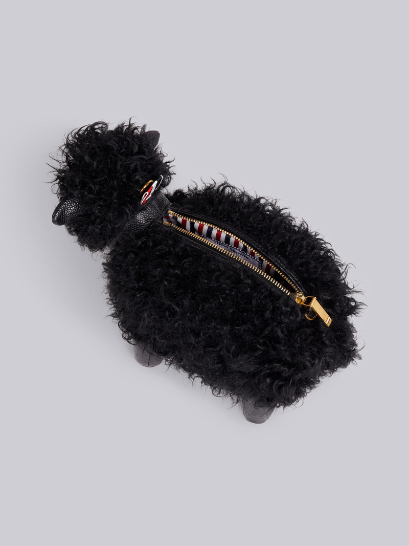 Black Lambskin and Pebbled Calf Small Grosgrain Woven Chain Sheep Bag 5