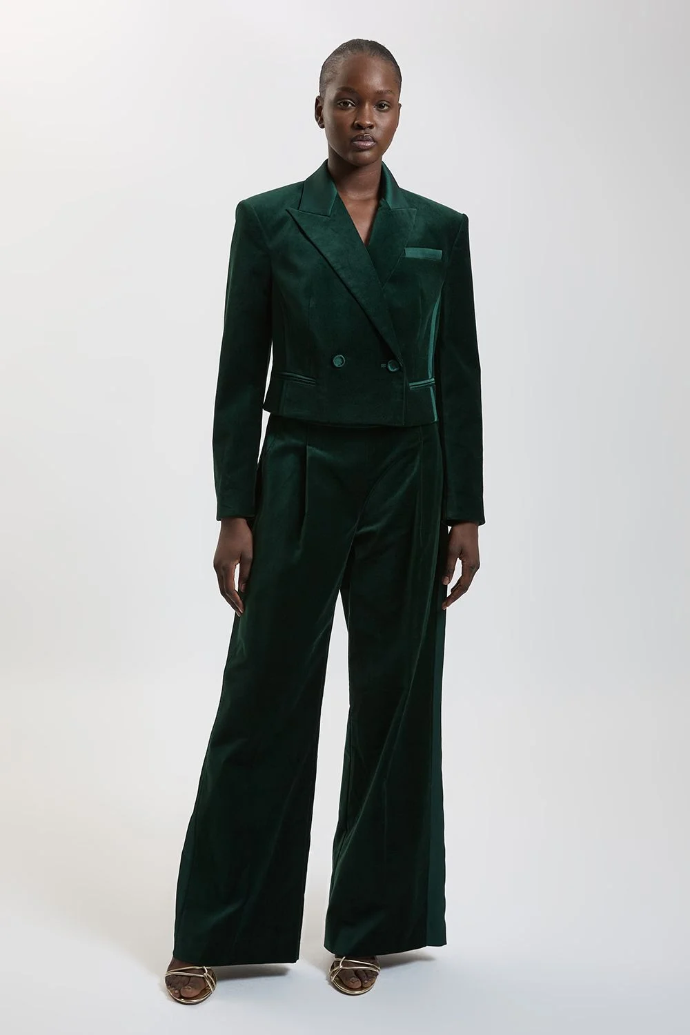 Velvet Tailored Wide Leg Trouser - 1