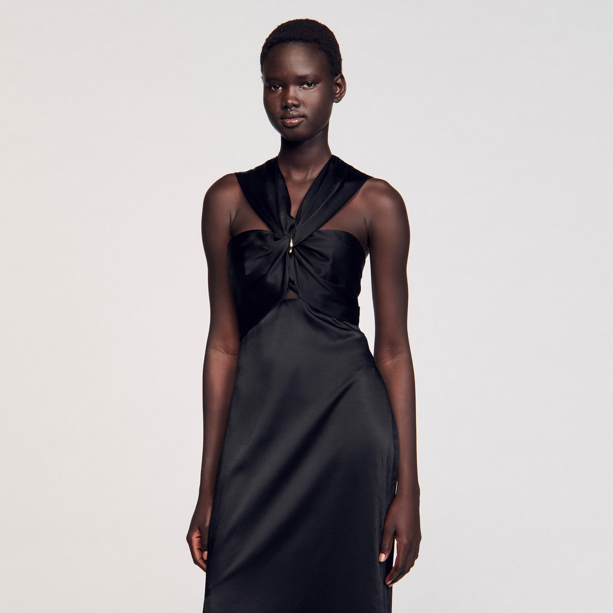 SLIT SATIN-EFFECT MAXI DRESS - 4