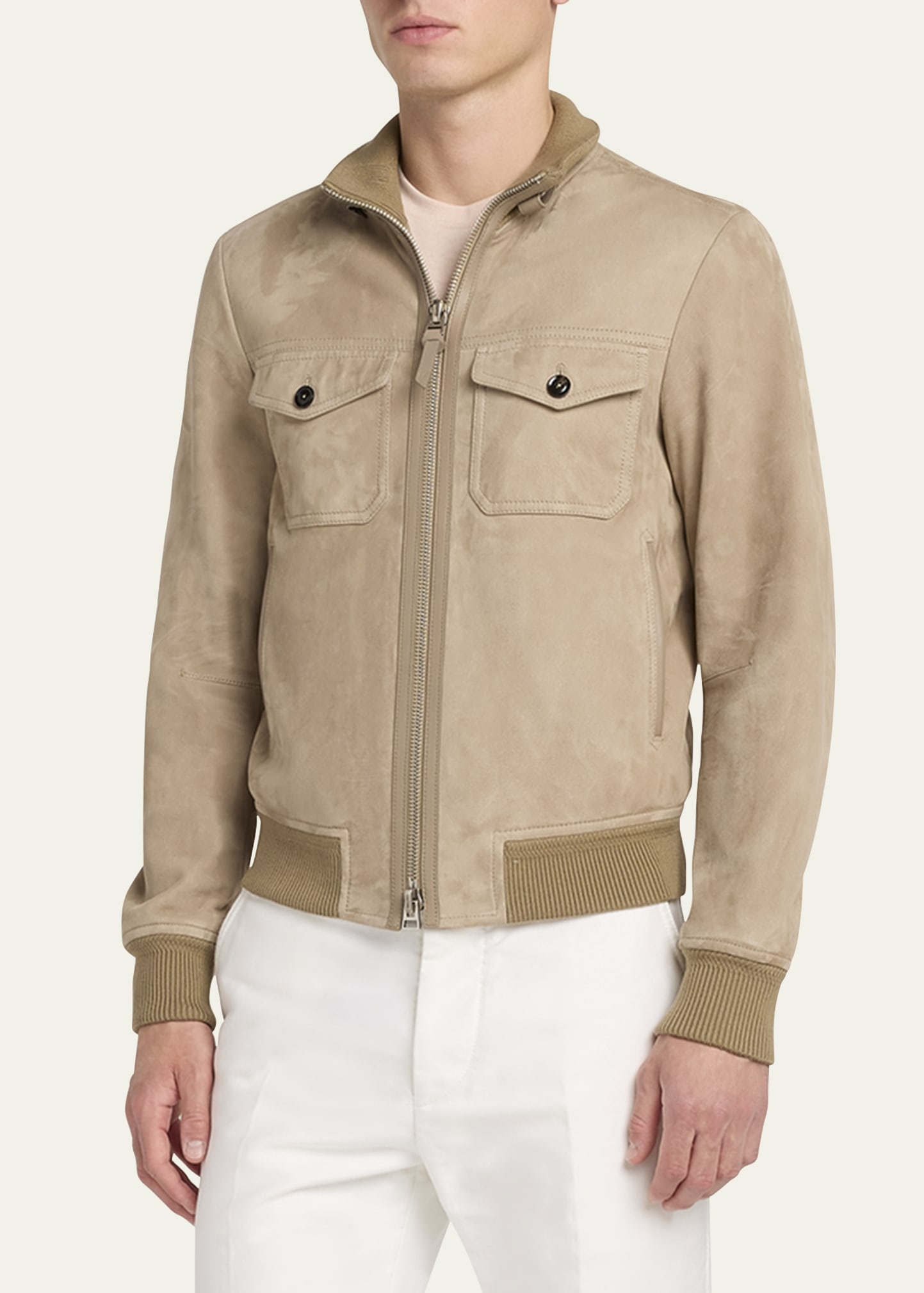 Suede Double-Pocket Bomber Jacket - 4