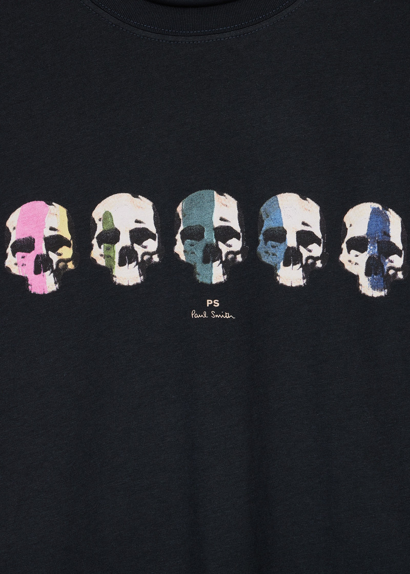 Paul Smith Dark Navy 'Skulls' Print T-Shirt outlook