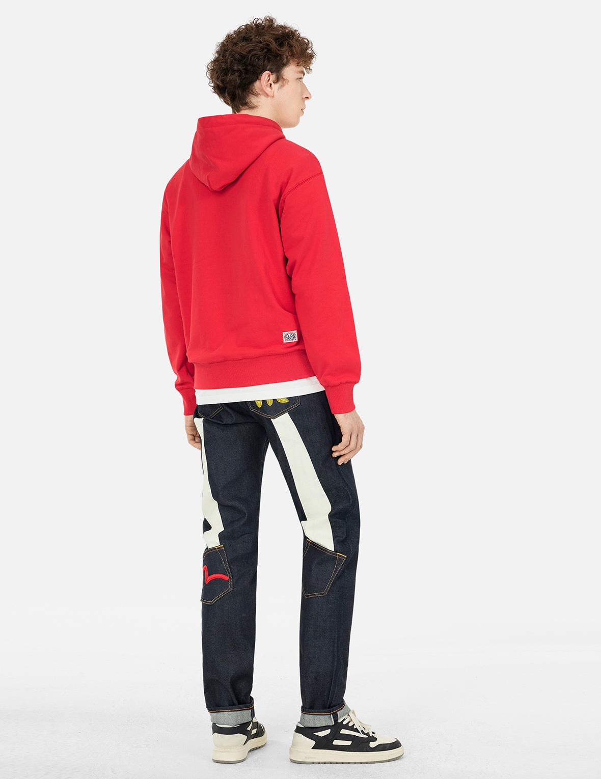 Slogan Print with Godhead Patch Embroidery Relax Fit Hoodie - 4