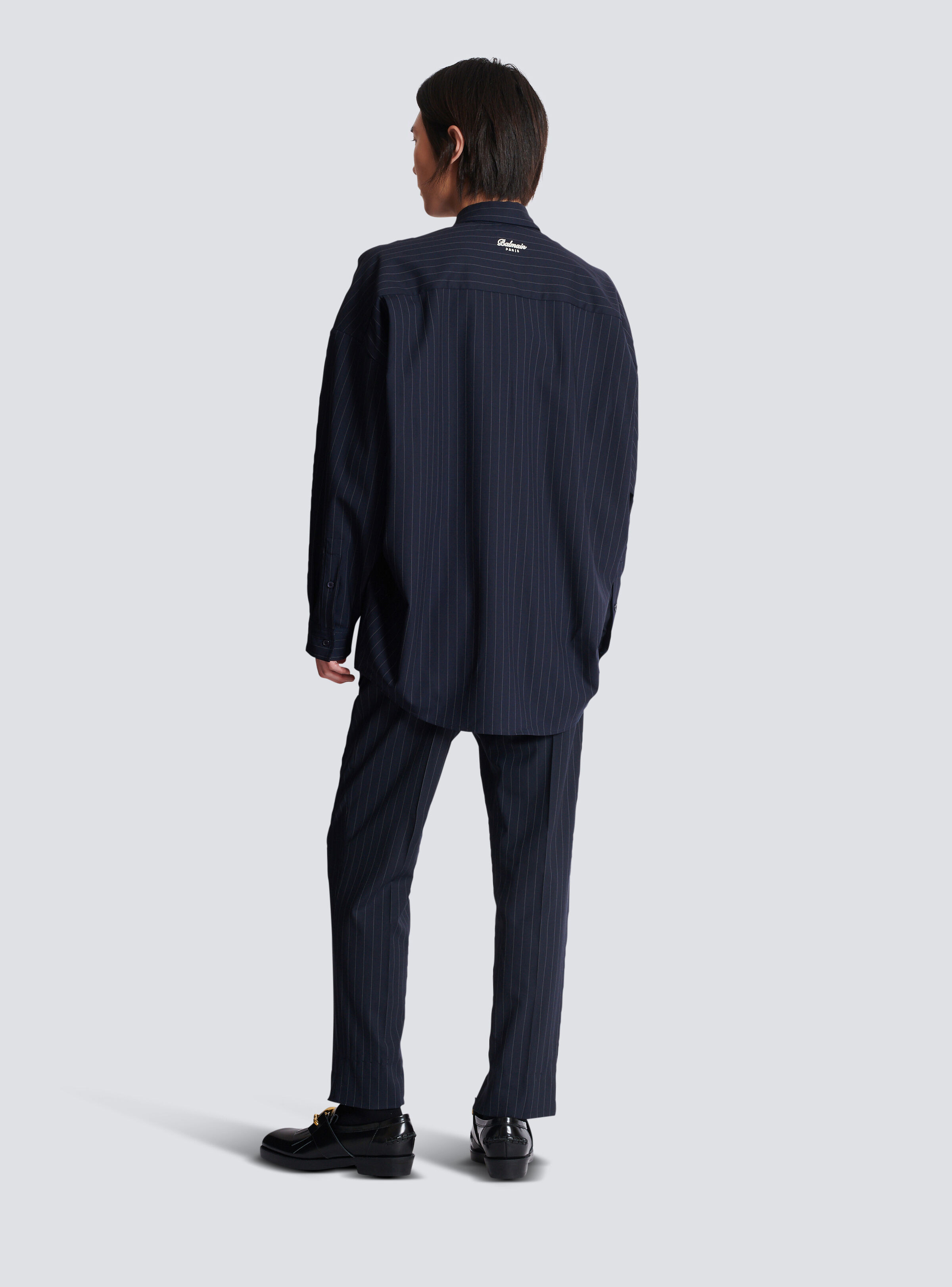 Striped wool College Emblem shirt - 4
