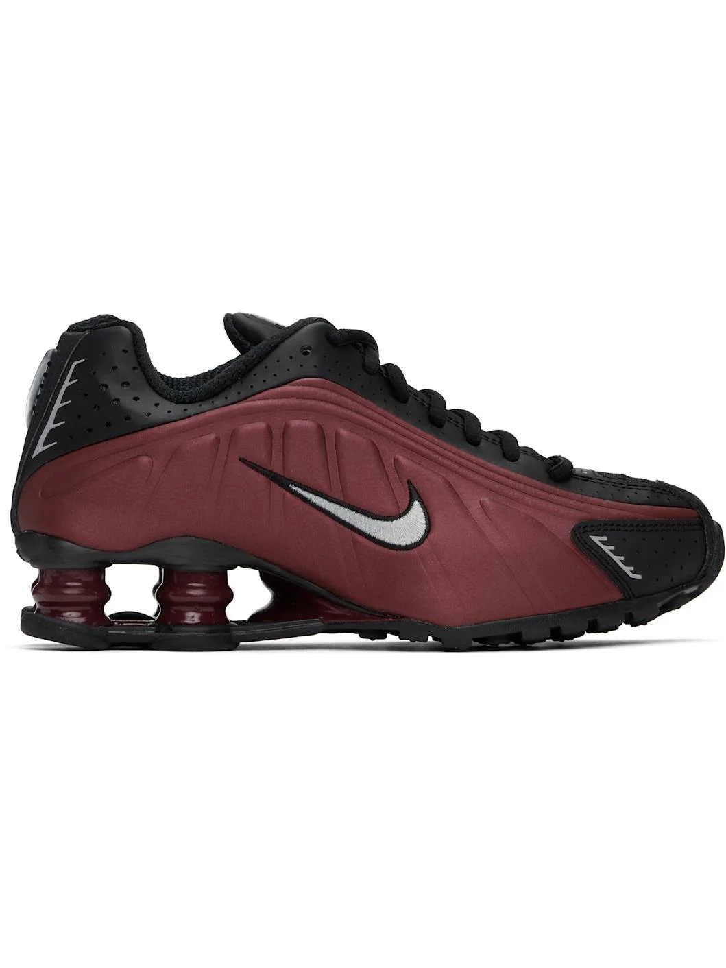 Burgundy & Black Shox R4 Sneakers - 1