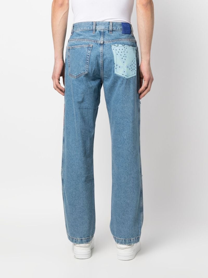 patchwork-detailing straight-leg jeans - 4