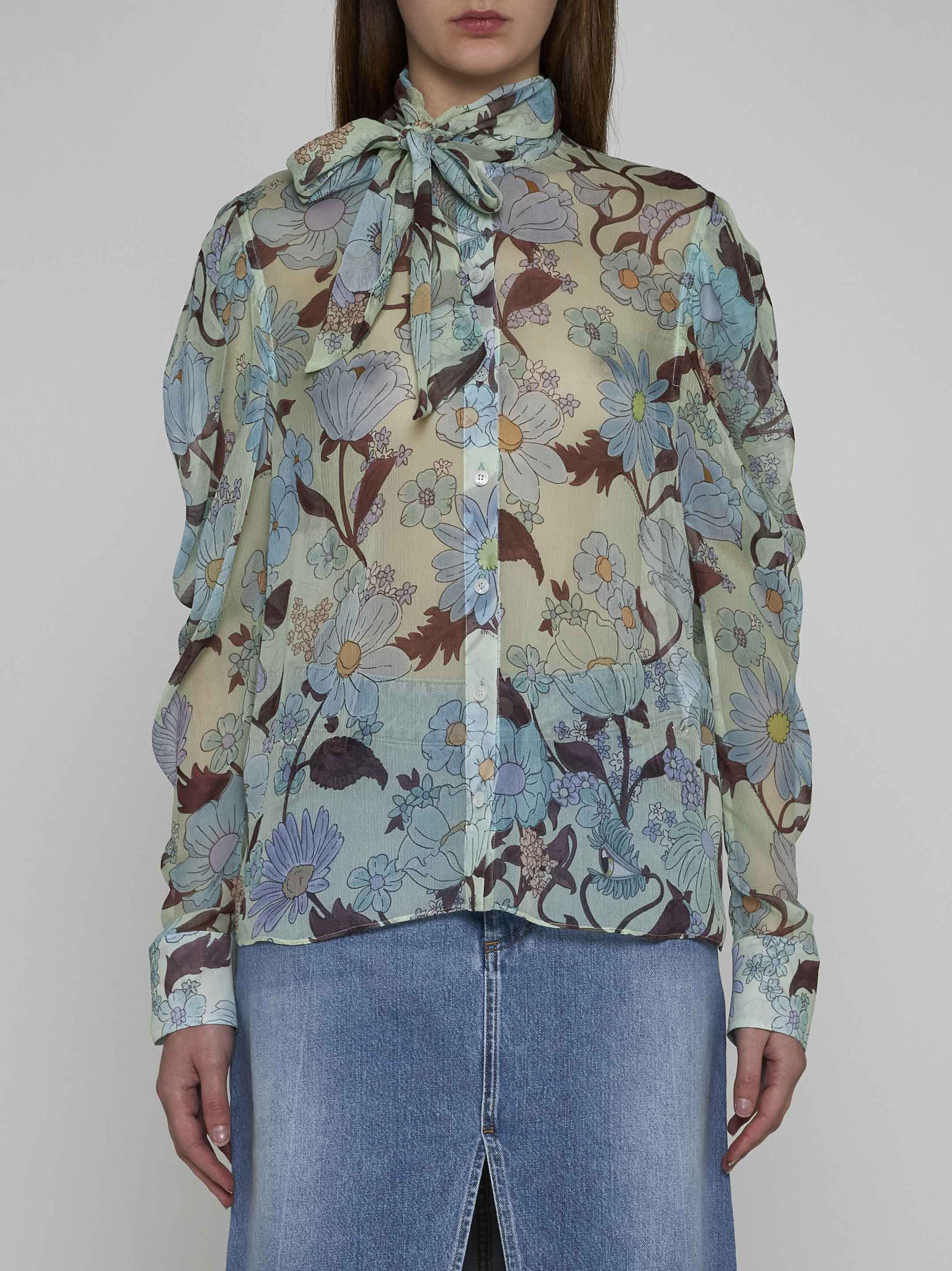 Floral print silk shirt - 3