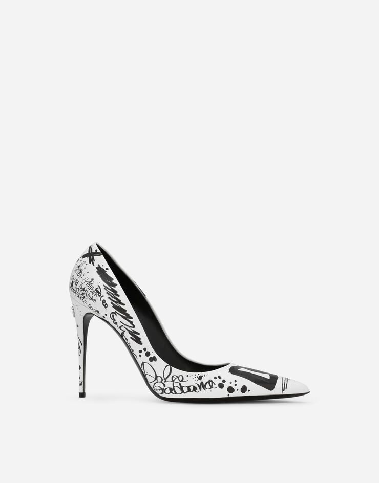 Calfskin pumps with logo print - 1