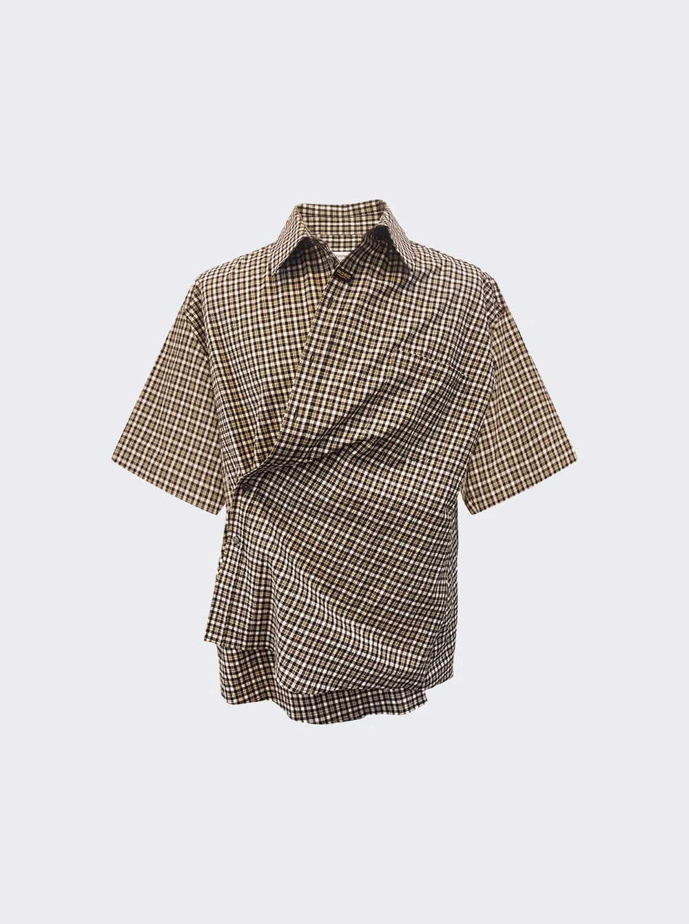 Boxy Wrap Short Sleeve Shirt Black Green - 1