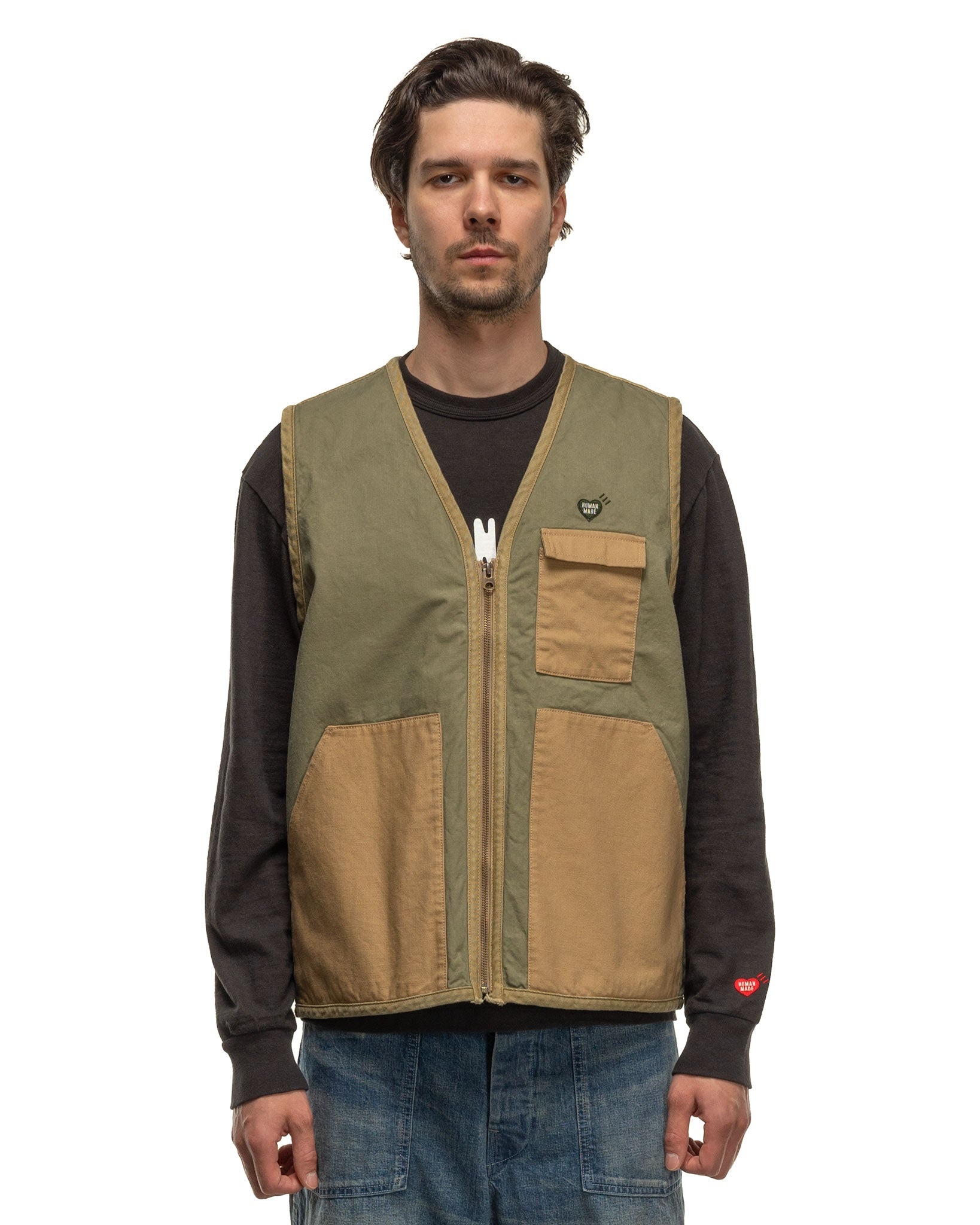 Human Made Hunting Vest Olive Drab | REVERSIBLE