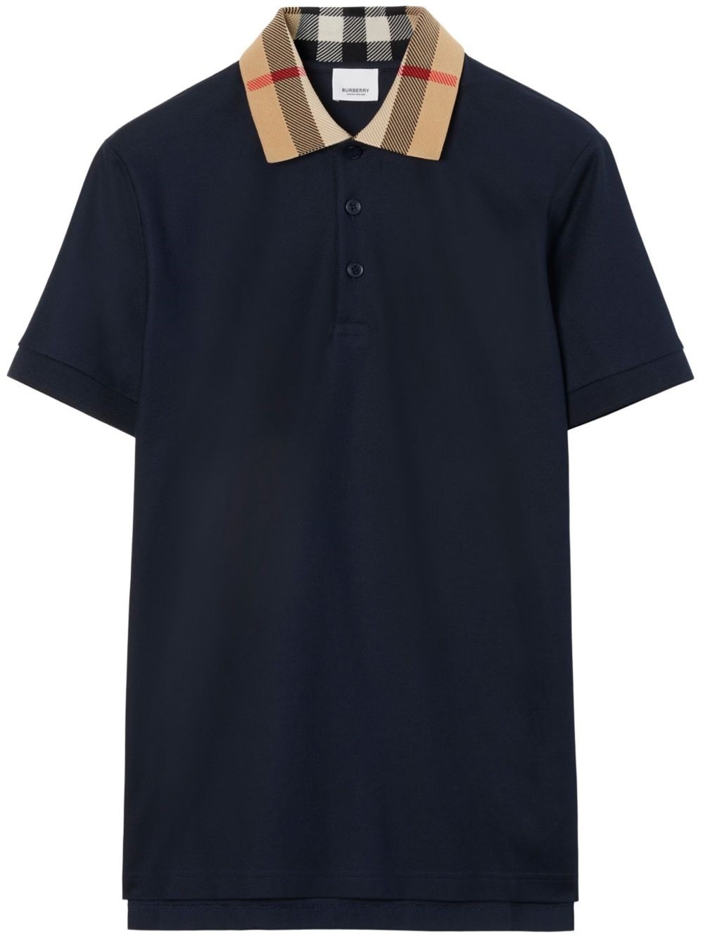 Check collar cotton polo shirt - 1