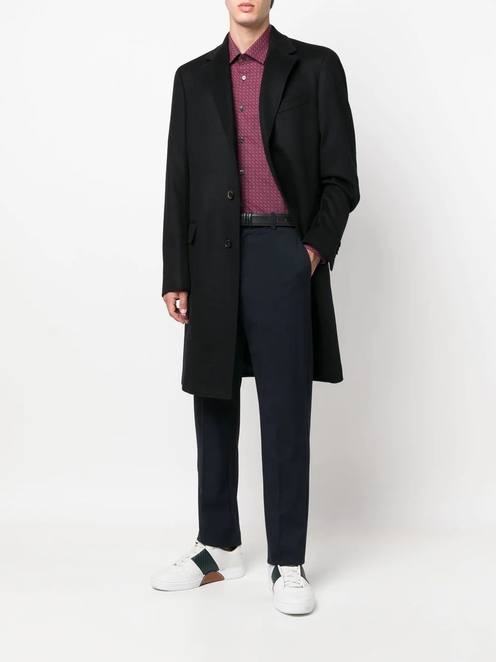 single-breasted cashmere coat - 2