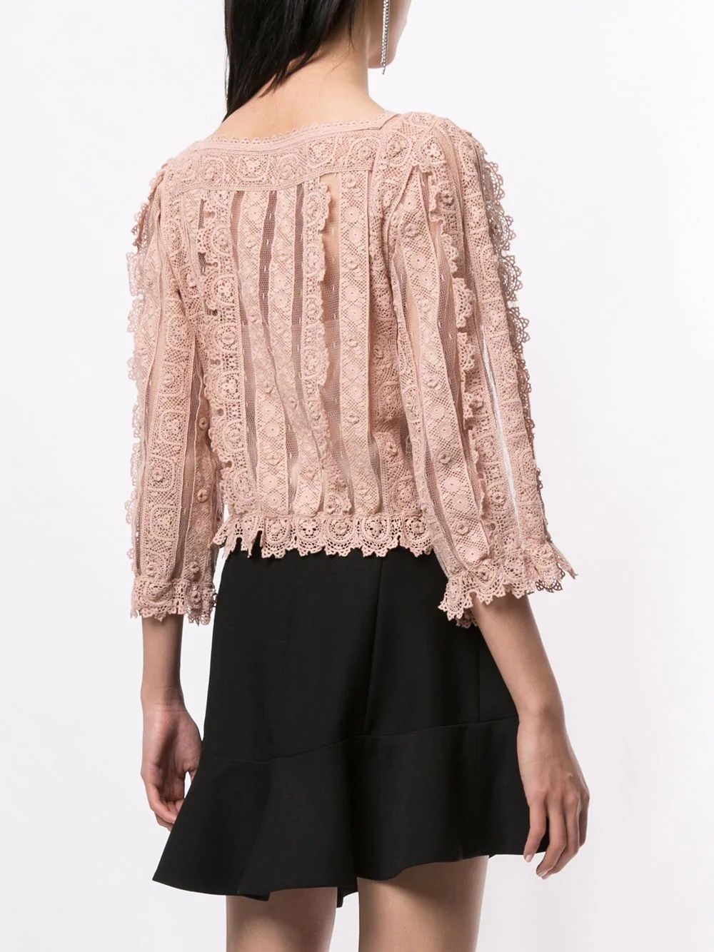 lace straight-neck blouse - 4