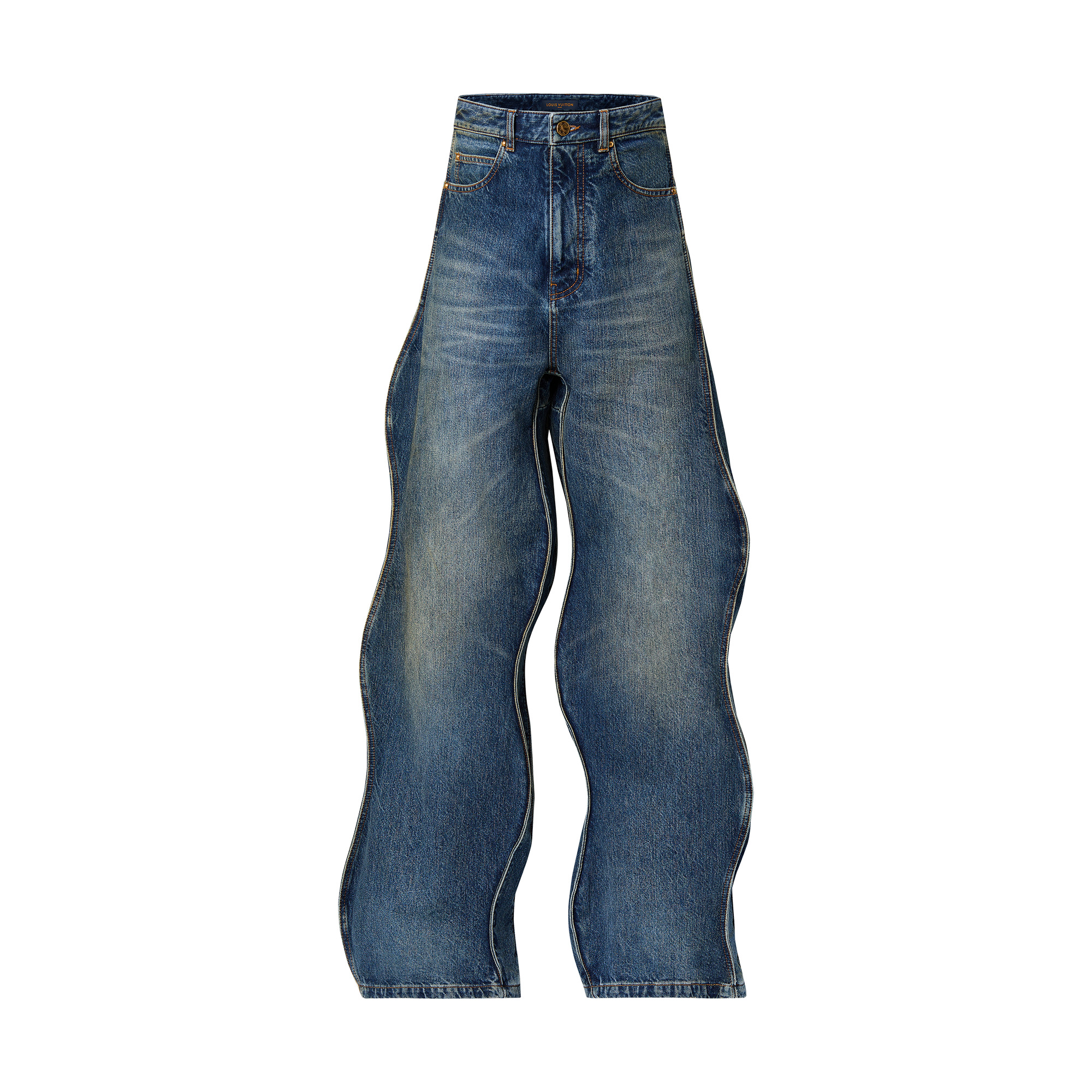 Washed Wavy Denim Pants - 1