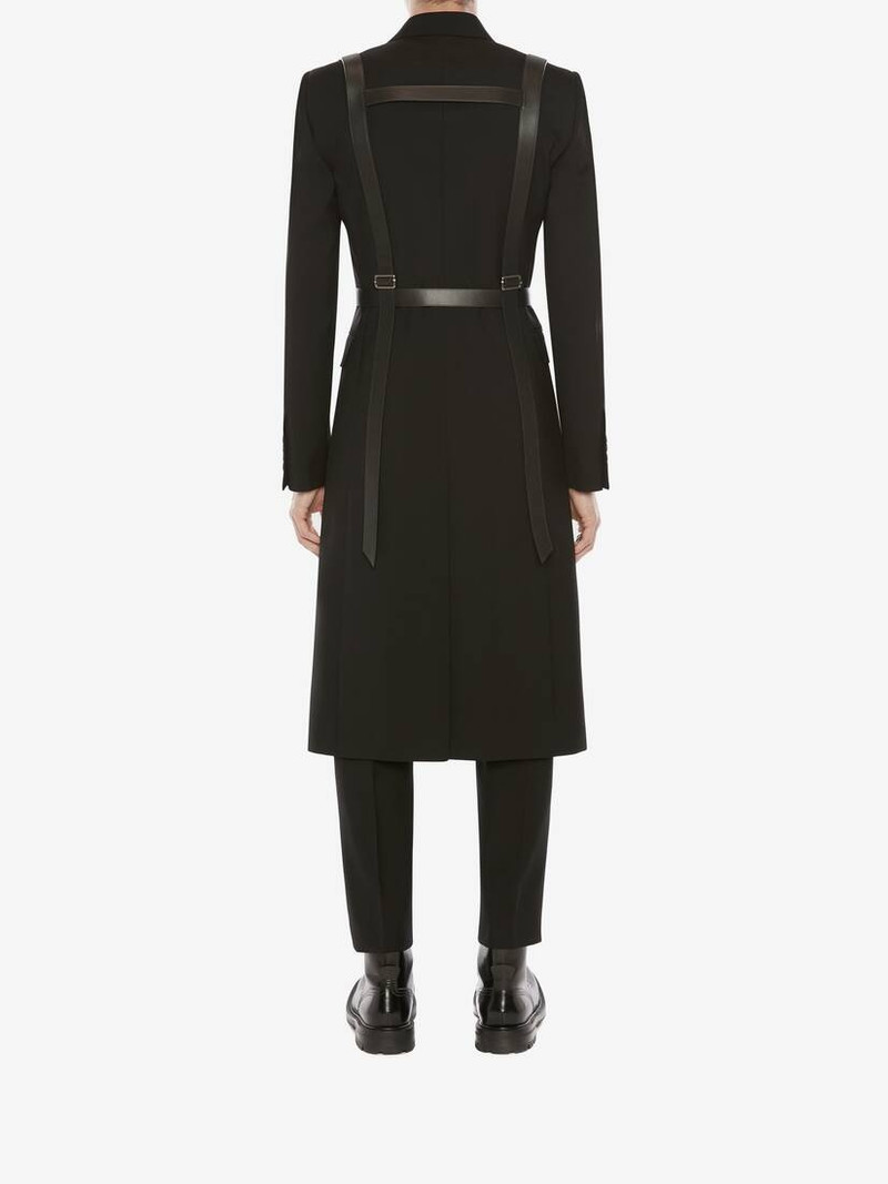 Double-breasted Wool Gabardine Coat in Black 5