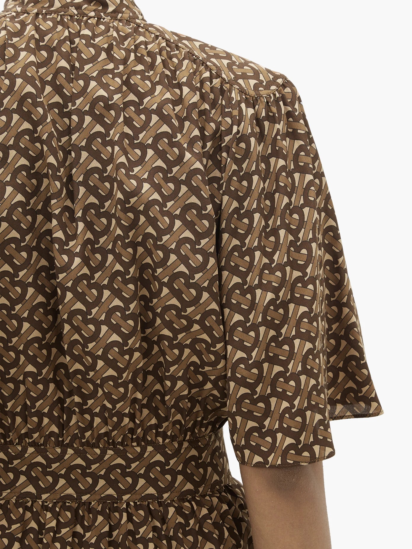 Monogram-print silk blouse - 4