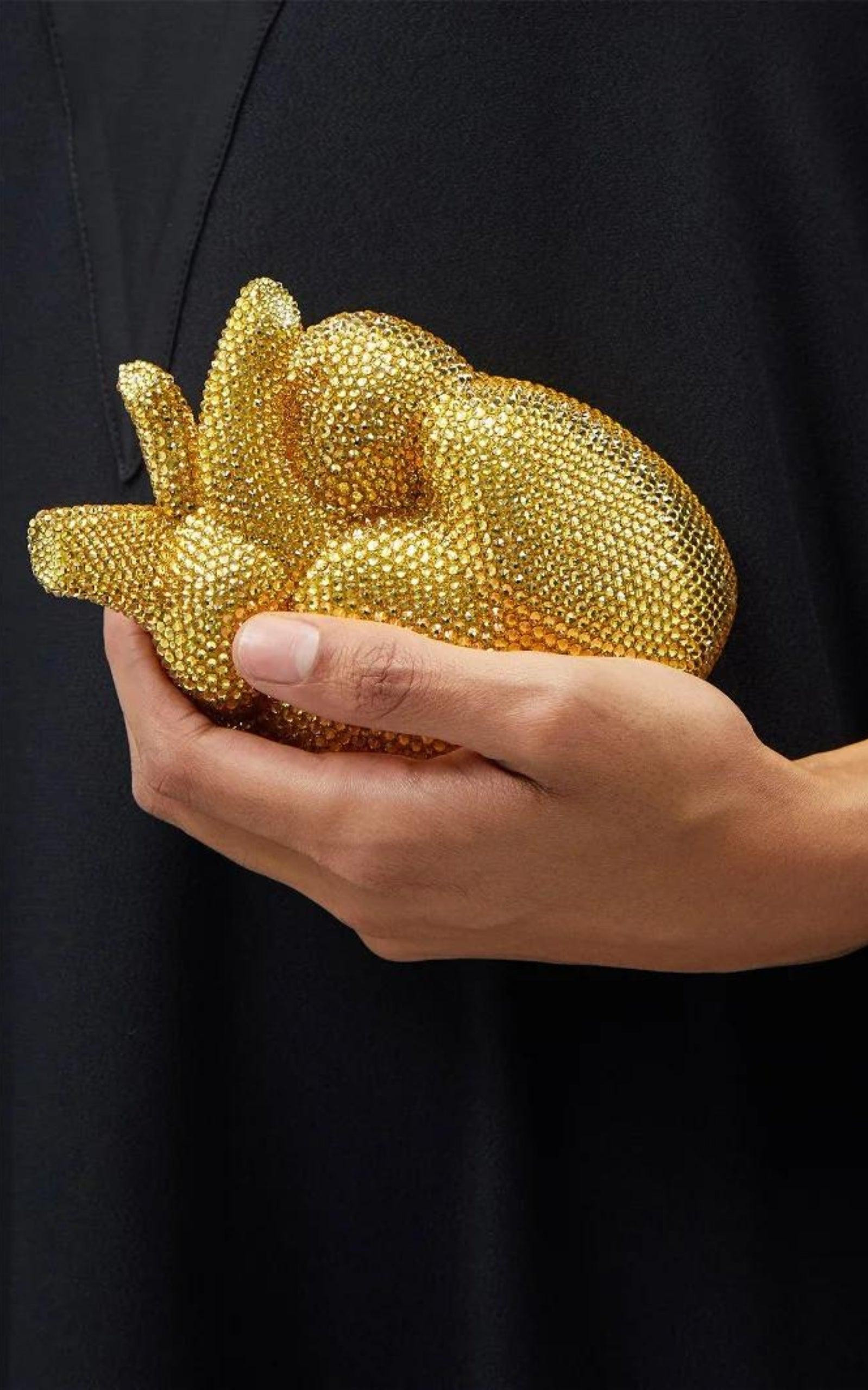 Gold Broadway Heart Crystal-Embellished Clutch Bag - 8