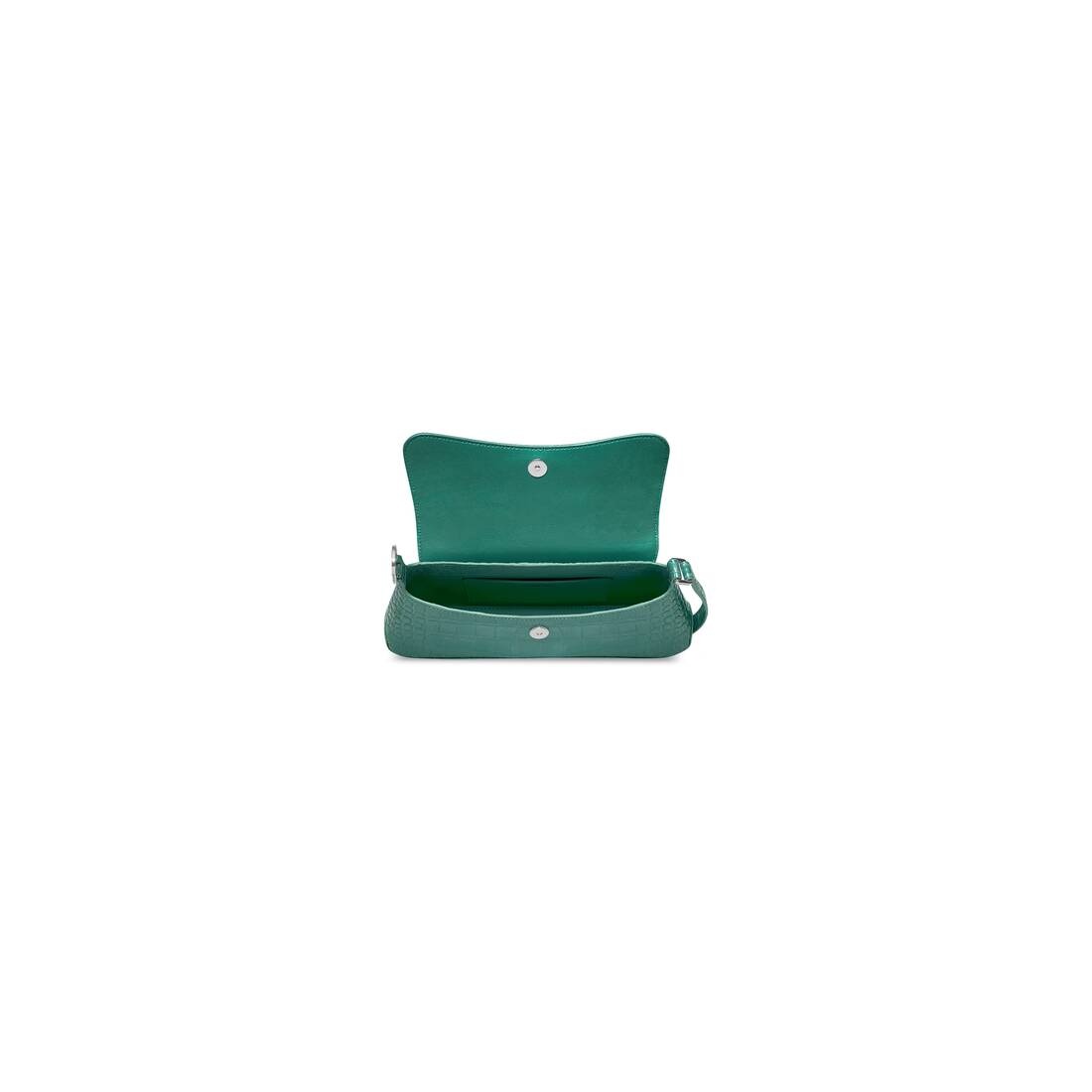 Women's Xx Small Flap Bag Crocodile Embossed in Green - 6